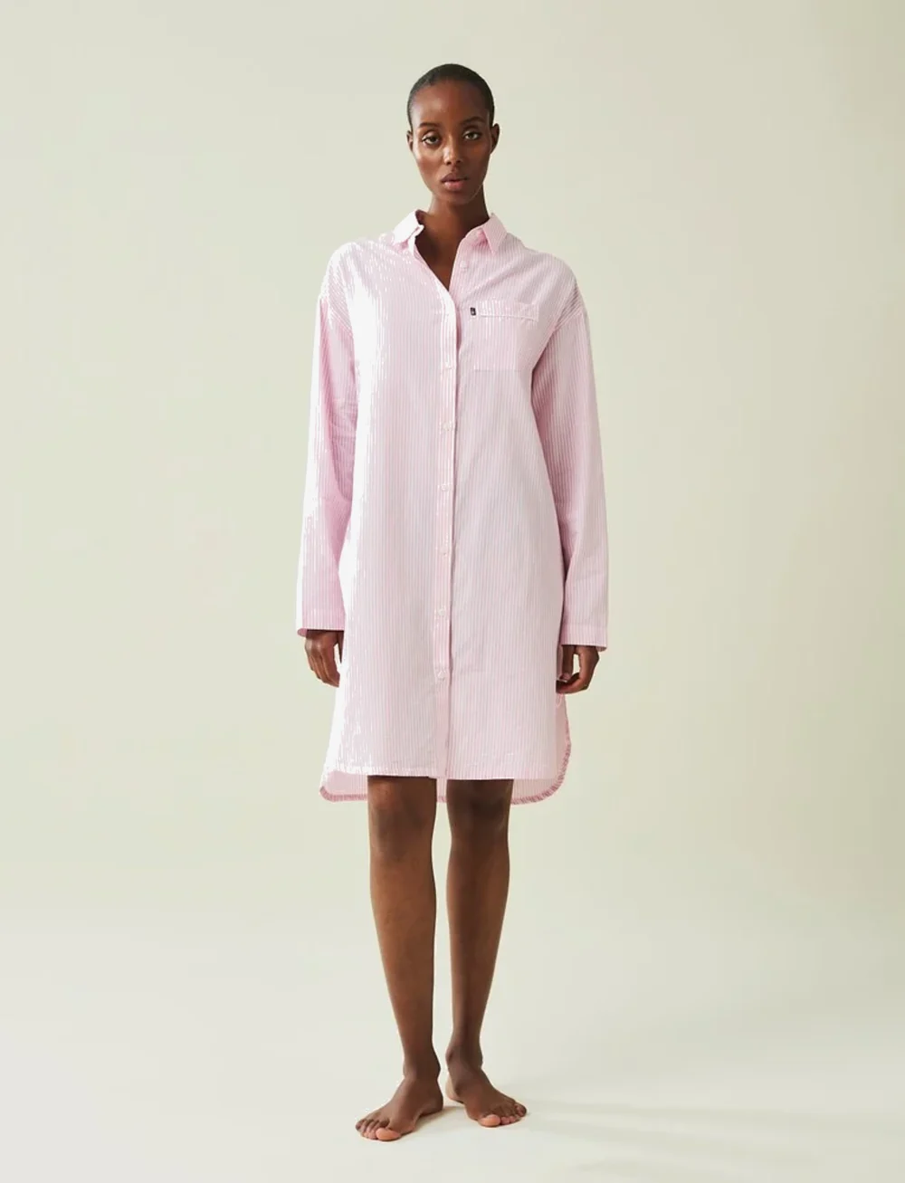 Lexington Home - ICONS Luna Organic Cotton Light Oxford Nightshirt - nach preis einkaufen - pink/white - 0