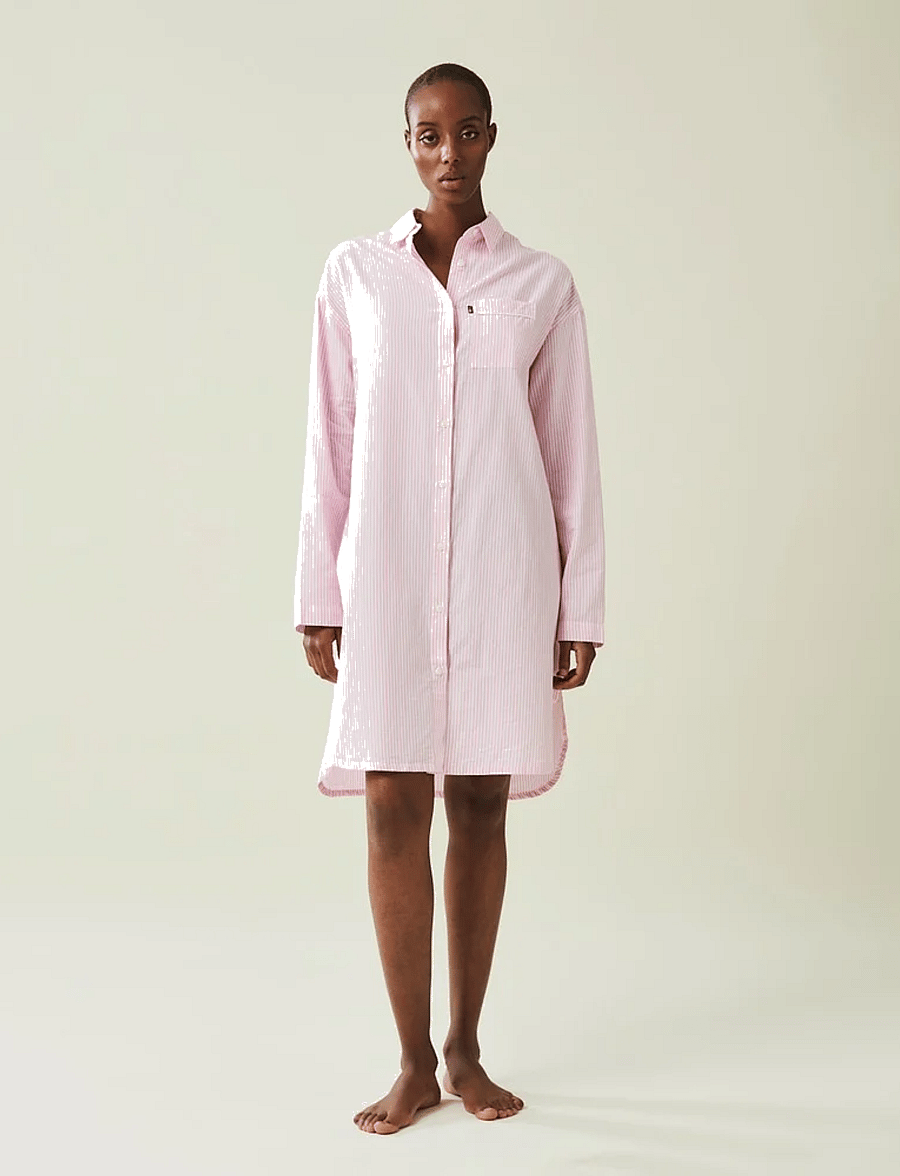 Lexington Home - ICONS Luna Organic Cotton Light Oxford Nightshirt - nach preis einkaufen - pink/white - 0