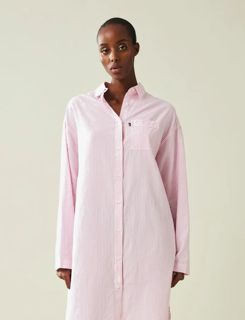 Lexington Home - ICONS Luna Organic Cotton Light Oxford Nightshirt - nach preis einkaufen - pink/white - 2