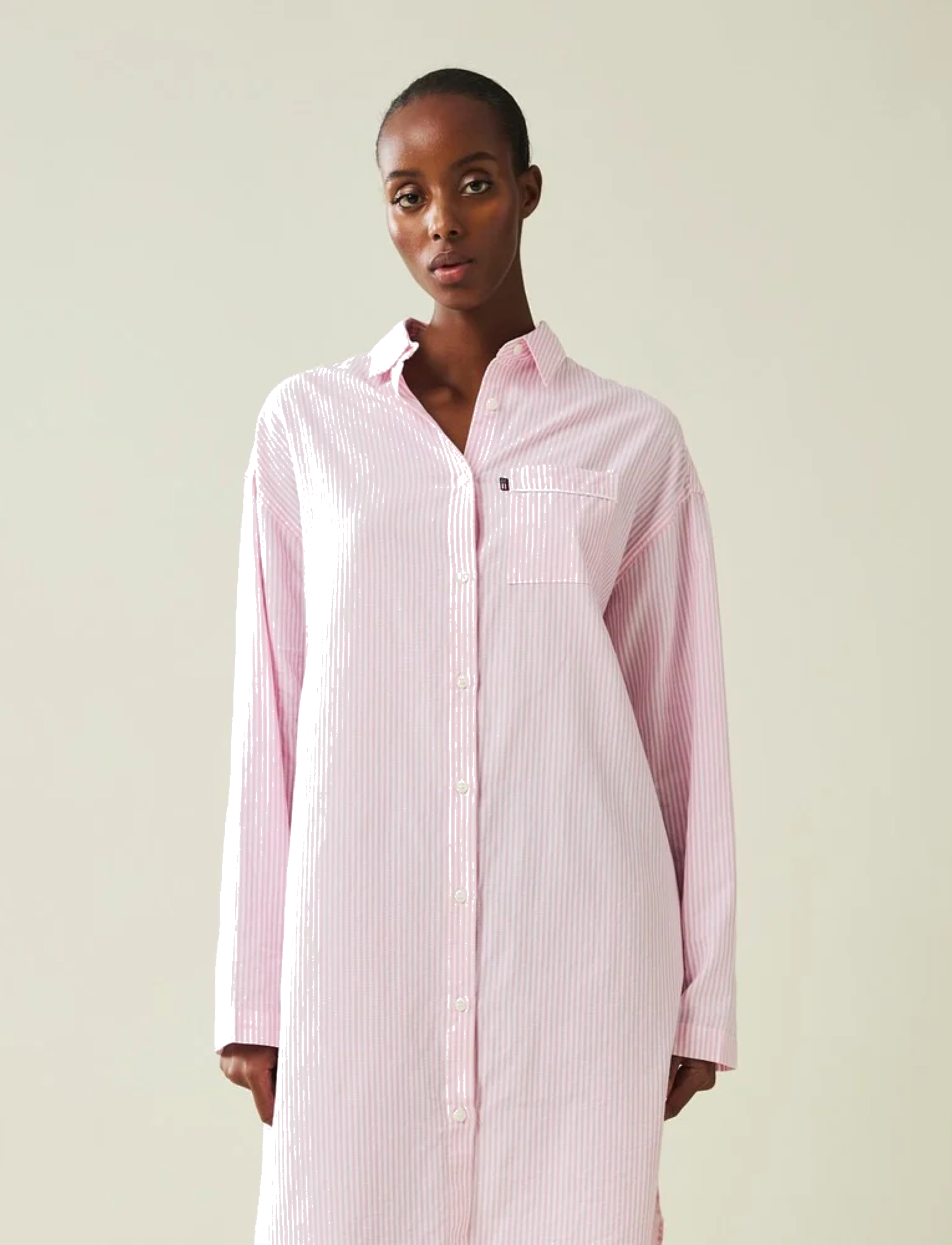 Lexington Home - ICONS Luna Organic Cotton Light Oxford Nightshirt - nach preis einkaufen - pink/white - 2