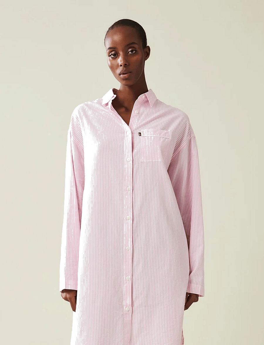 Lexington Home - ICONS Luna Organic Cotton Light Oxford Nightshirt - nach preis einkaufen - pink/white - 2