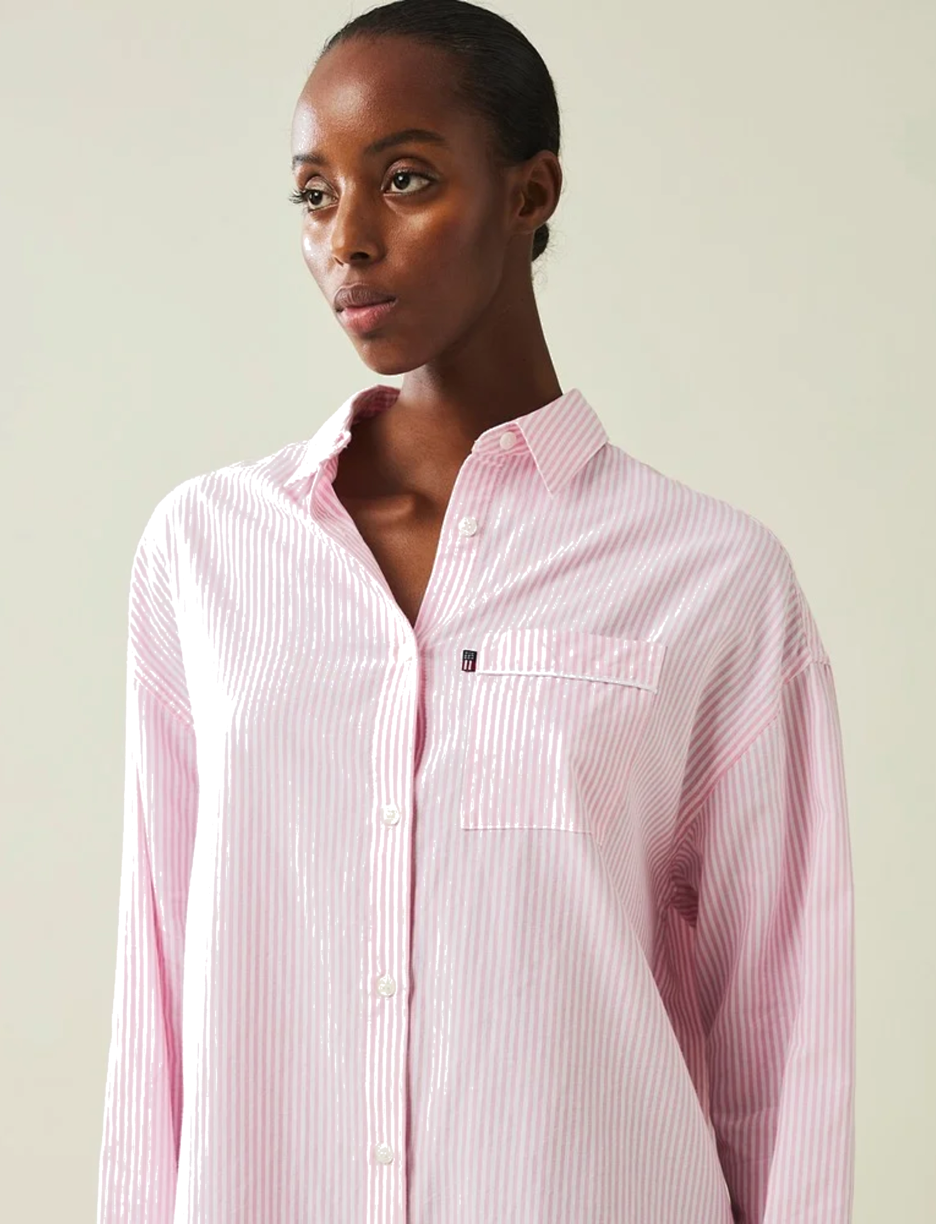 Lexington Home - ICONS Luna Organic Cotton Light Oxford Nightshirt - nach preis einkaufen - pink/white - 3