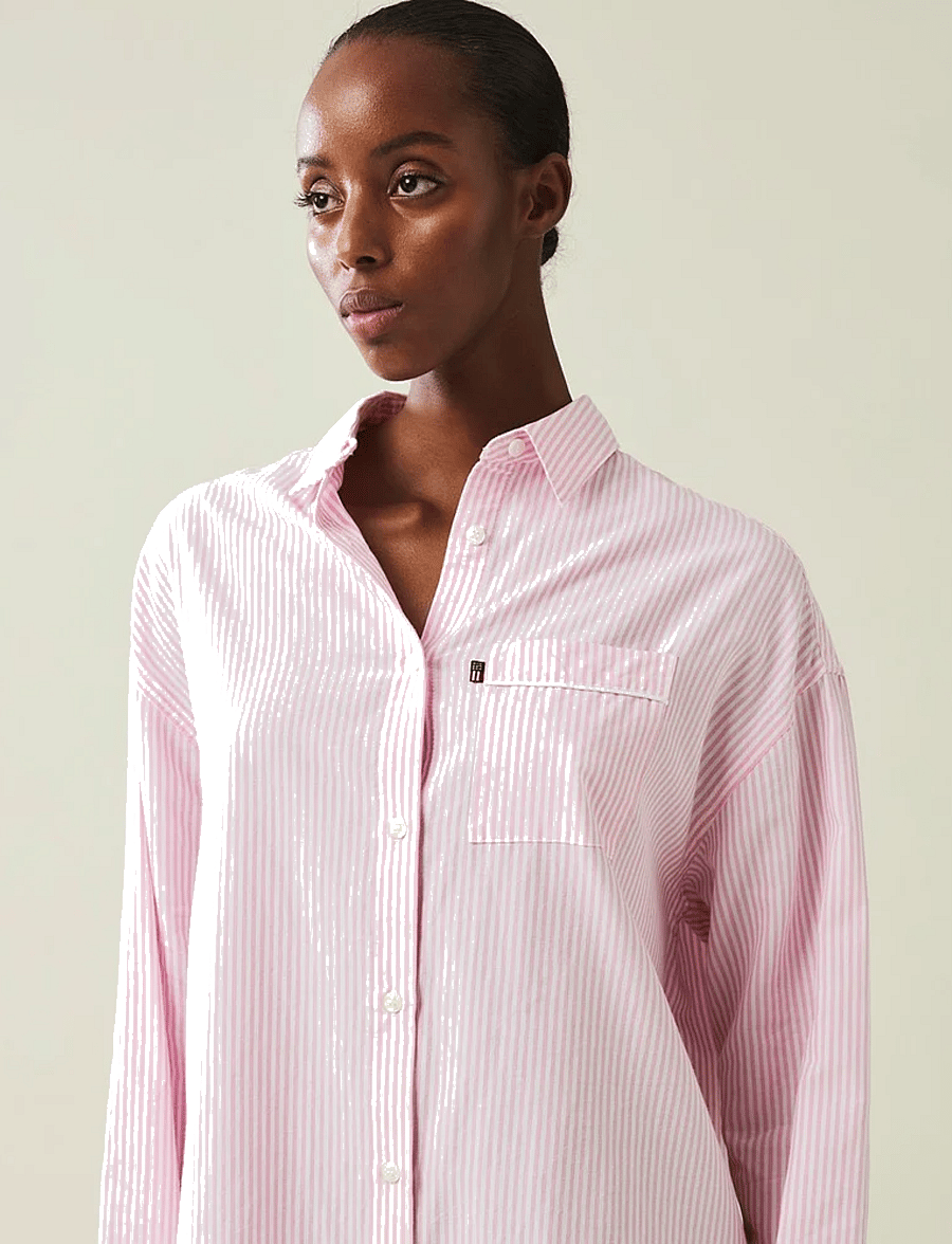 Lexington Home - ICONS Luna Organic Cotton Light Oxford Nightshirt - nach preis einkaufen - pink/white - 3