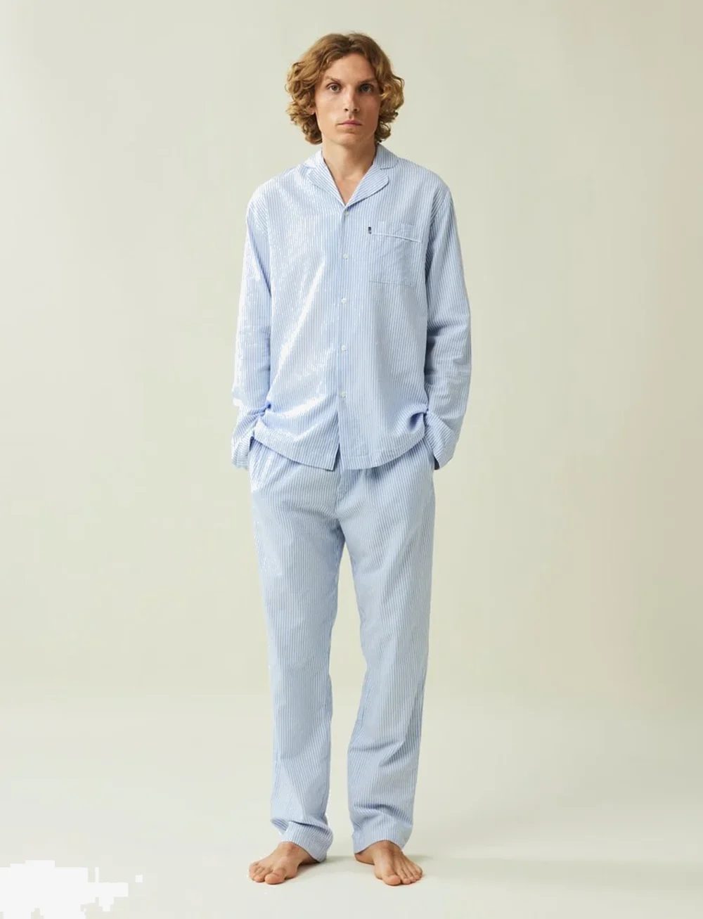 Lexington Home - ICONS Eddie Organic Cotton Light Oxford Pajama - osta hinnan perusteella - blue/white - 0
