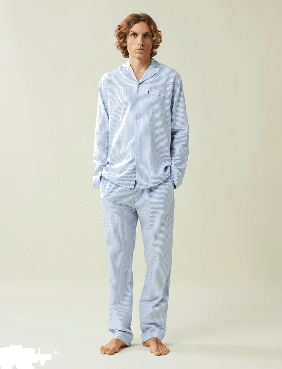 Lexington Home - ICONS Eddie Organic Cotton Light Oxford Pajama - nach preis einkaufen - blue/white - 0