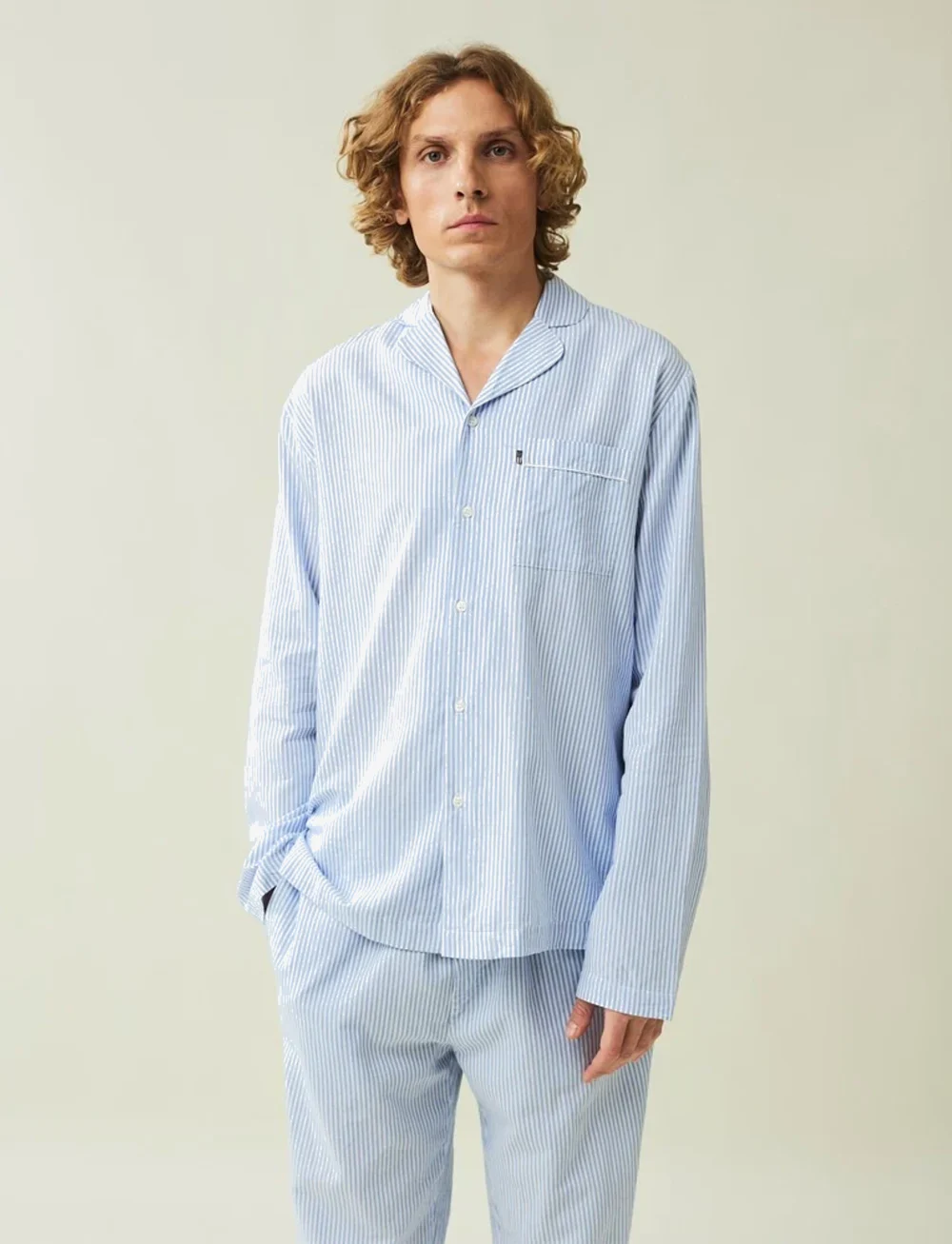 Lexington Home - ICONS Eddie Organic Cotton Light Oxford Pajama - osta hinnan perusteella - blue/white - 3