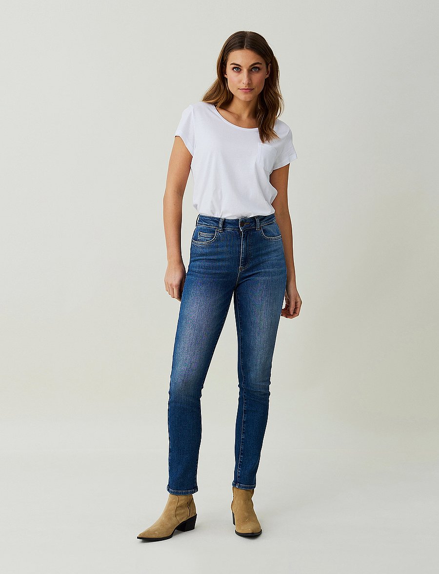 Lexington Clothing - Zoe High-Rise Slim-Leg Jeans - aptempti džinsai - medium blue - 0