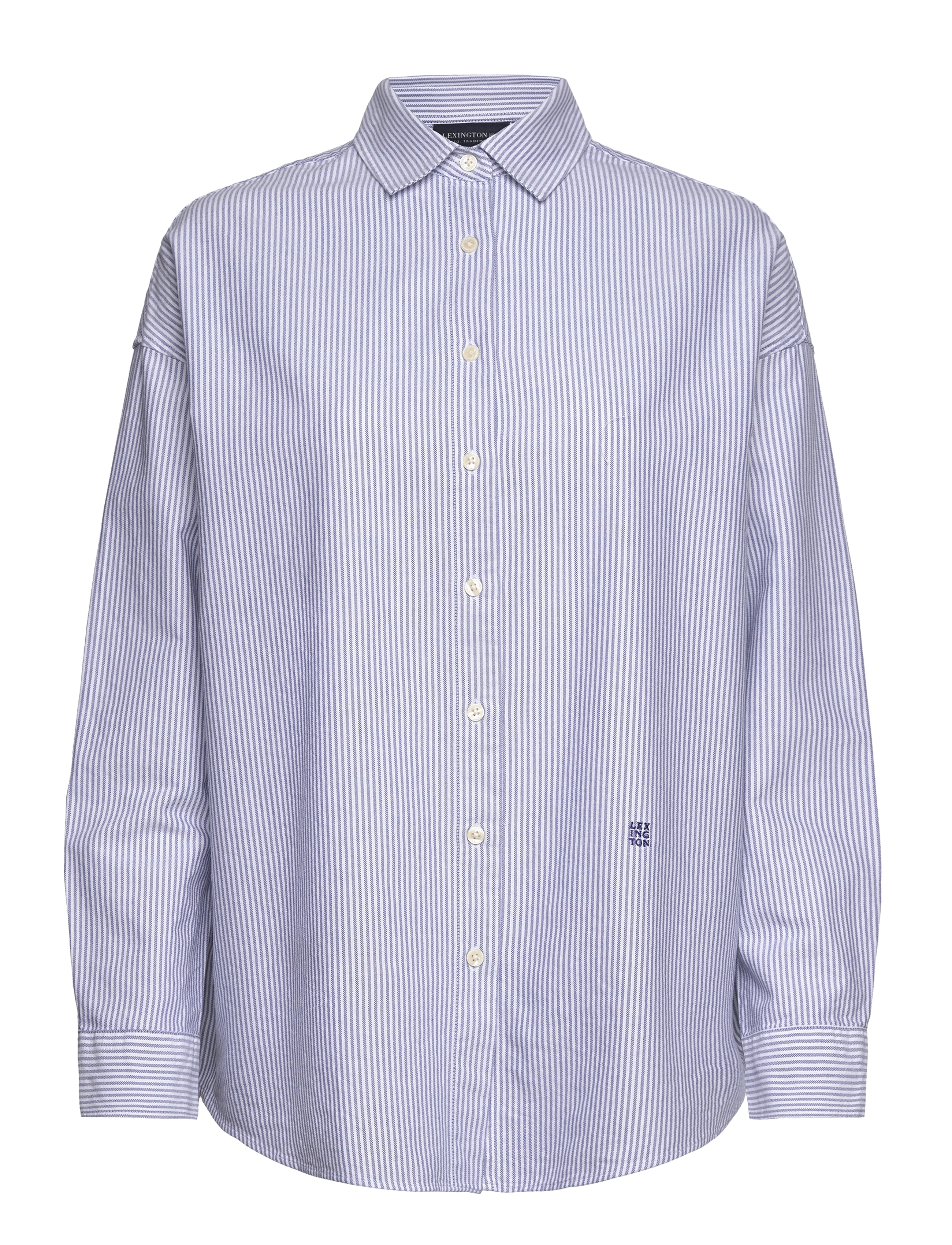 Lexington Clothing Pernilla Organic Cotton Oxford Shirt - Riided - BLUE/WHITE STRIPE / blue