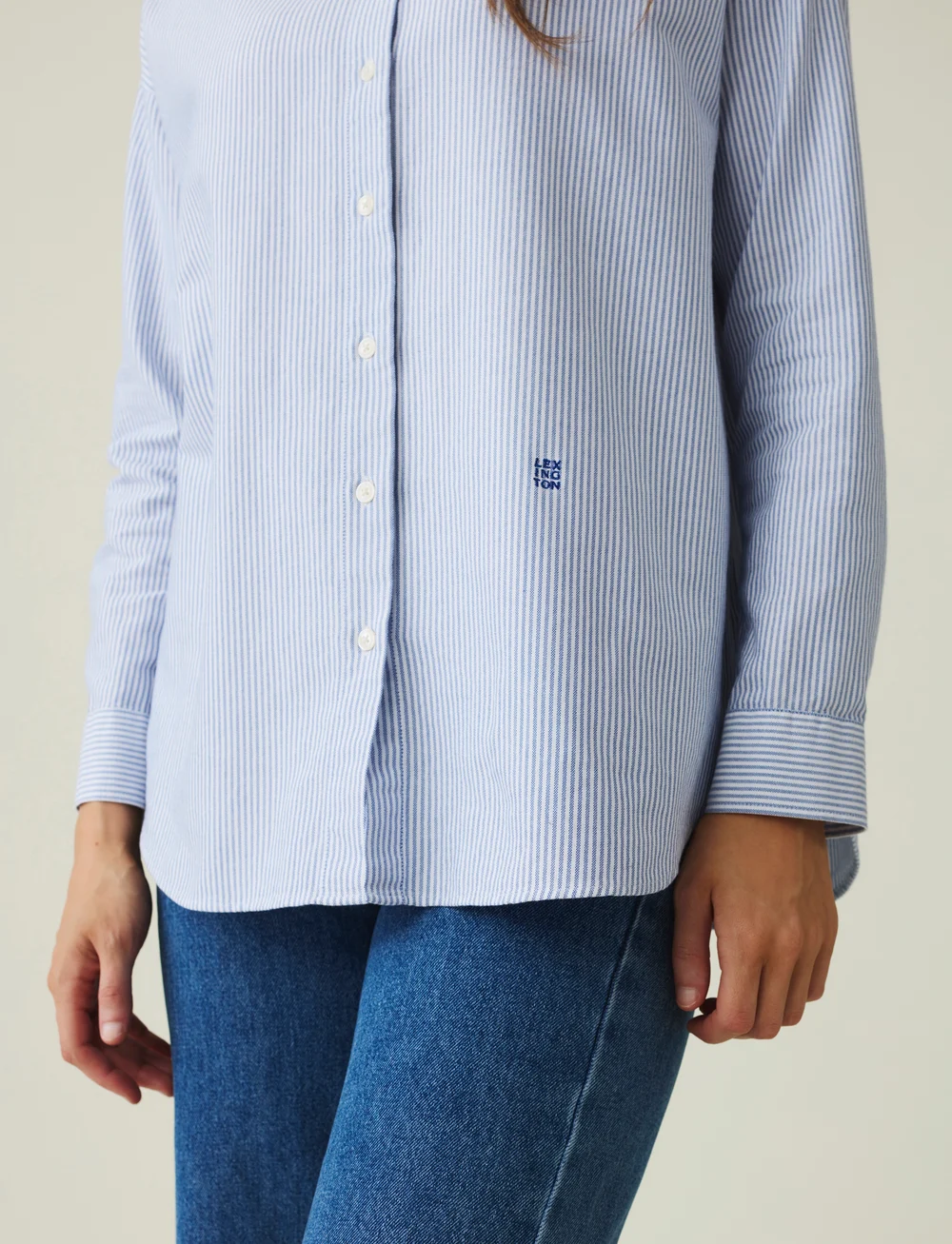 Lexington Clothing - Pernilla Organic Cotton Oxford Shirt - langärmlige hemden - blue/white stripe - 3