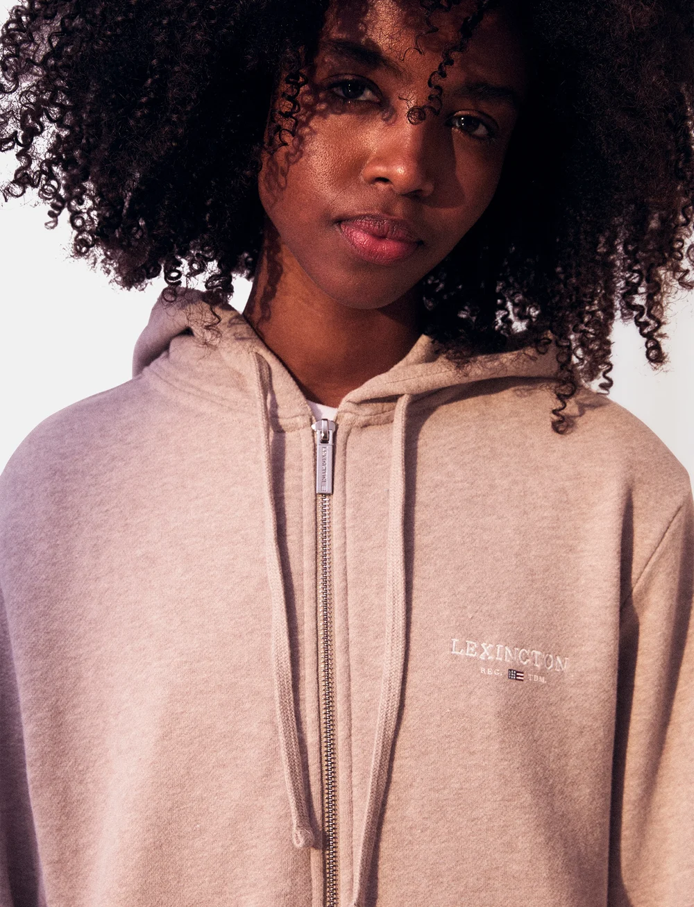 Lexington Clothing - Chloe Zip Hood - hoodies - light brown melange - 4