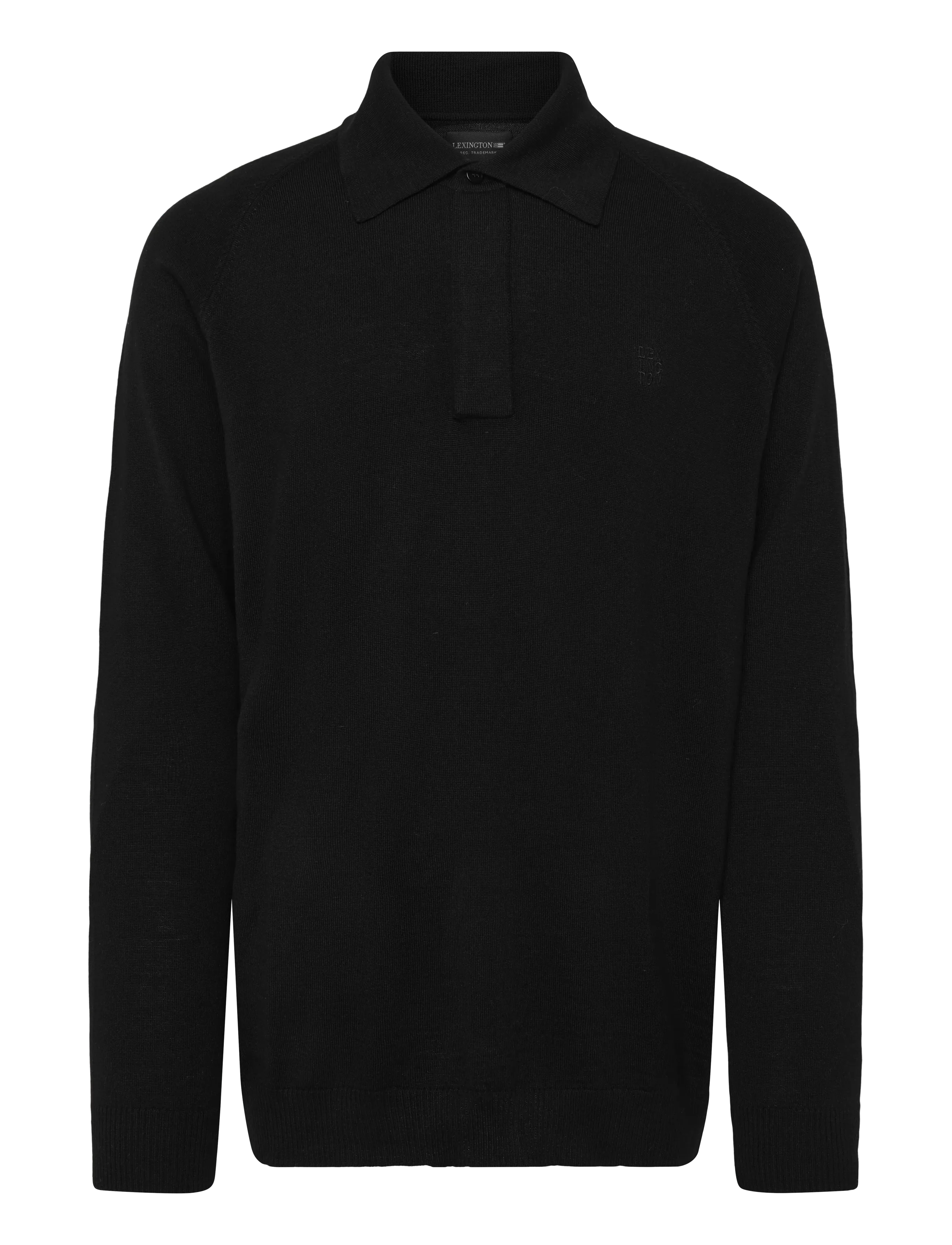 Lexington Clothing Don Merino Rugby Polo Sweater - Kootud polosärgid - BLACK / black