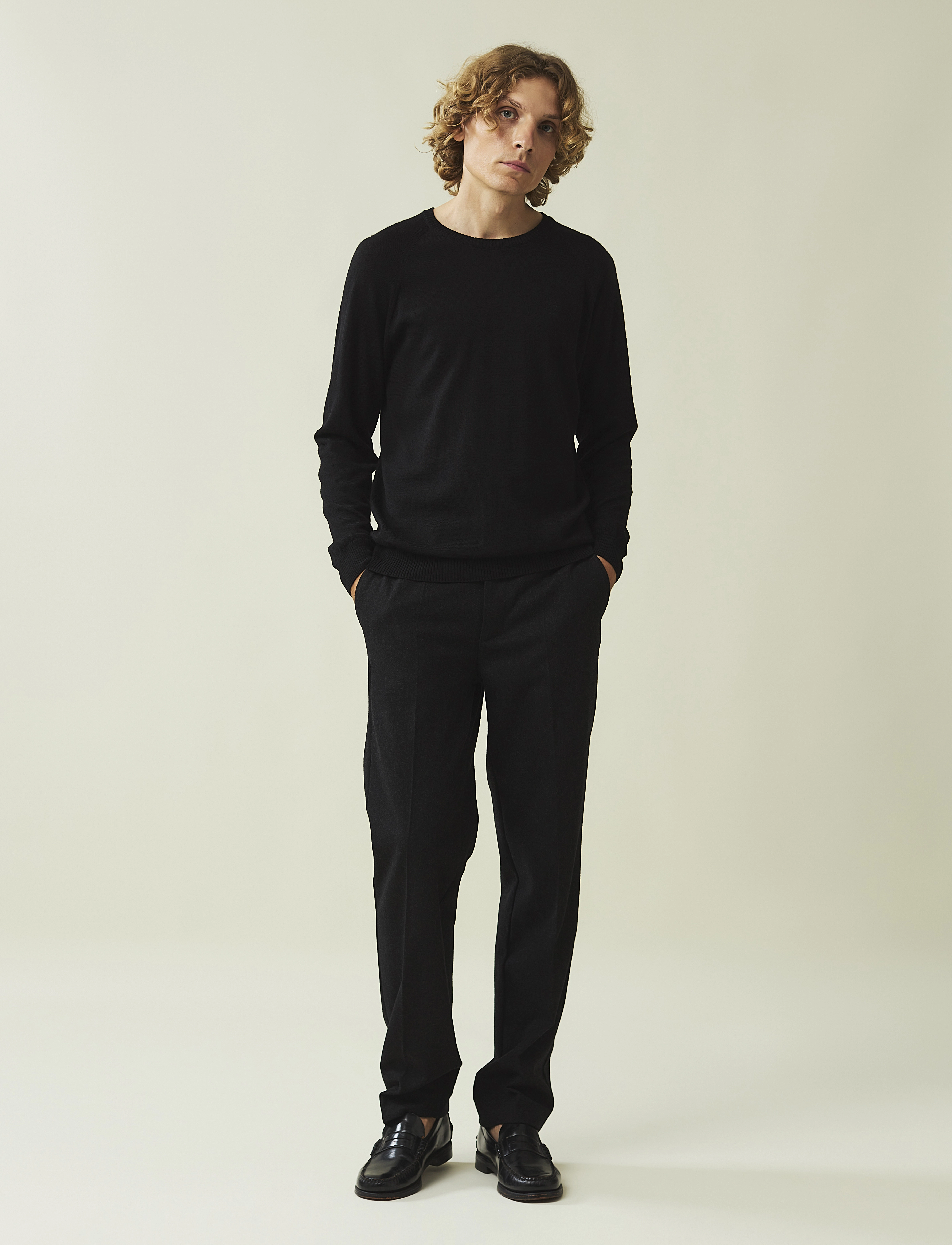 Lexington Clothing Dean Merino Crew Neck Sweater, S, Knitwear, Schwarz - Round Necks, Männerswear