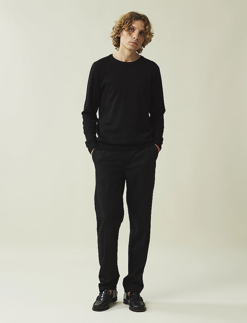 Lexington Clothing - Dean Merino Crew Neck Sweater - Ümmarguse kaelusega kudumid - black - 0