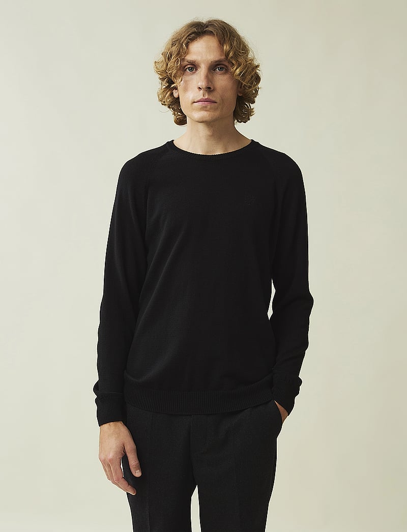 Lexington Clothing - Dean Merino Crew Neck Sweater - Ümmarguse kaelusega kudumid - black - 3