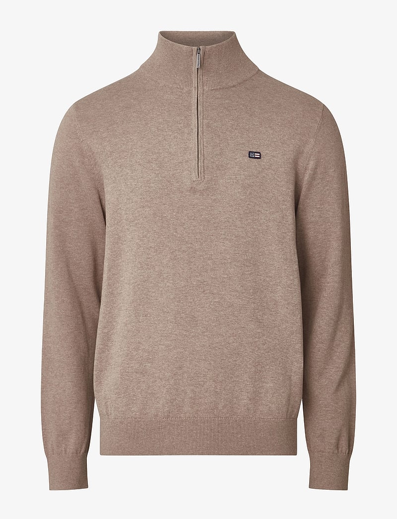 Lexington Clothing - Clay Cotton Half-Zip Sweater - half zip-tröjor - beige - 1