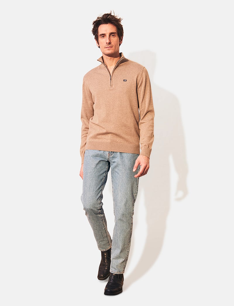 Lexington Clothing - Clay Cotton Half-Zip Sweater - half zip-tröjor - beige - 0