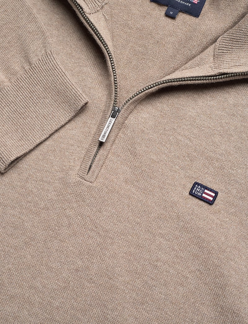 Lexington Clothing - Clay Cotton Half-Zip Sweater - half zip-tröjor - beige - 5