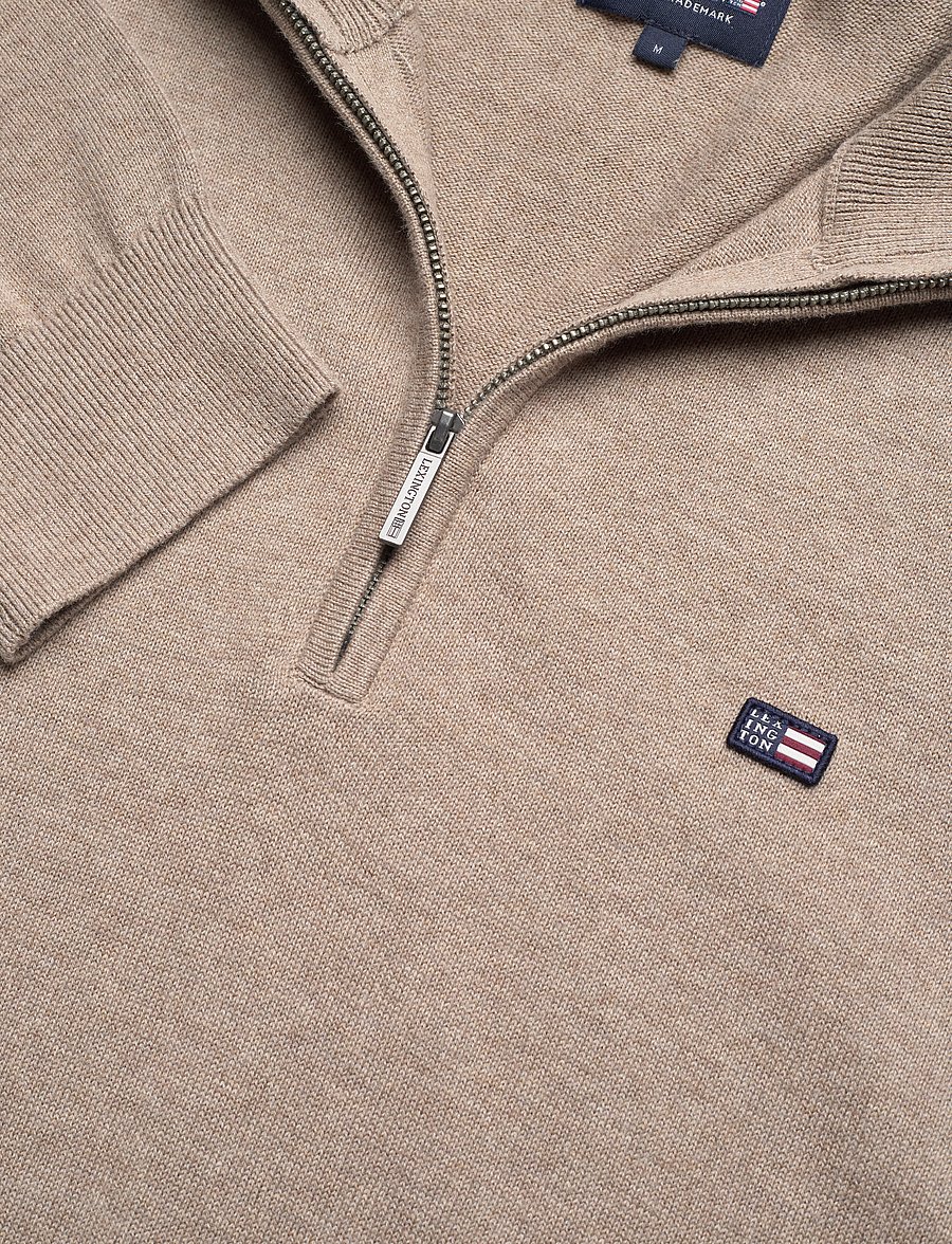 Lexington Clothing - Clay Cotton Half-Zip Sweater - halfzip strik - beige - 5