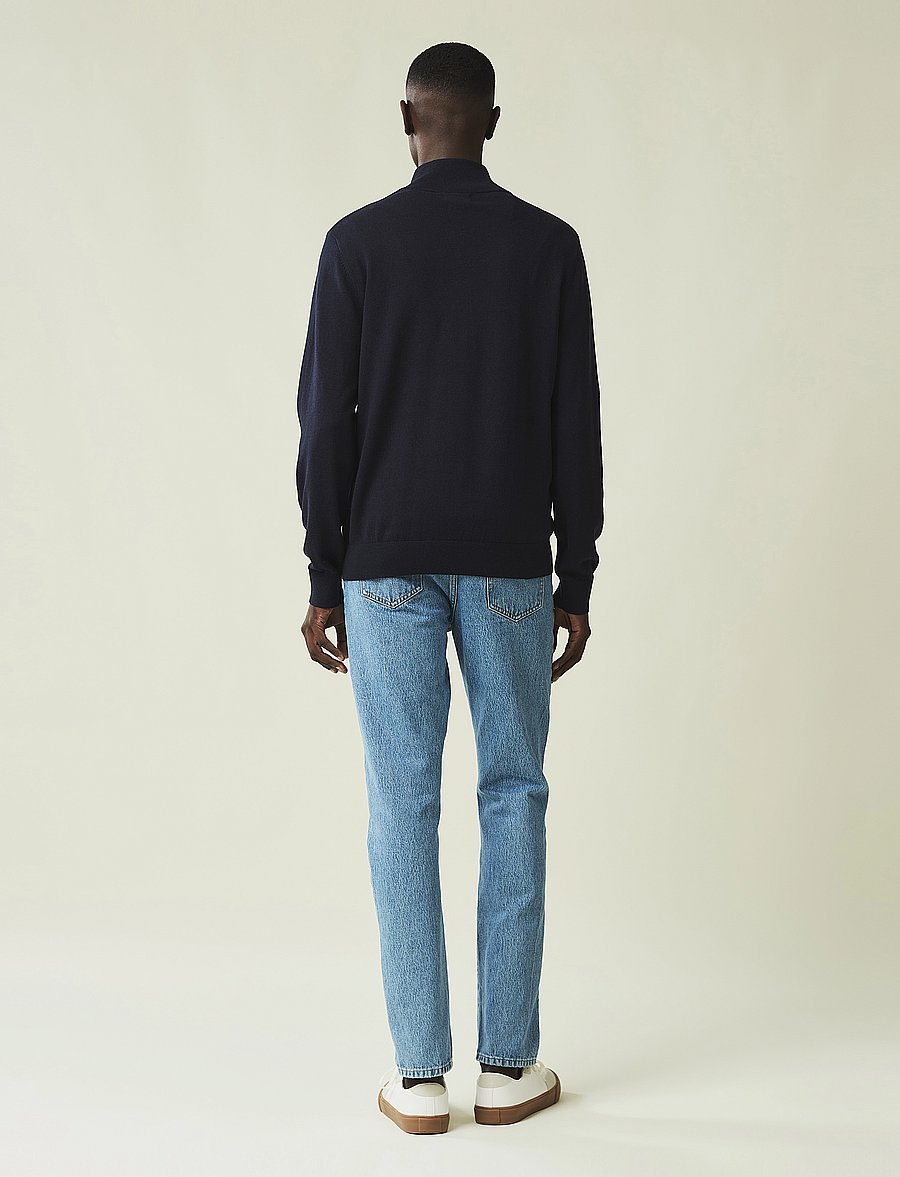 Lexington Clothing - Clay Cotton Half-Zip Sweater - tõmblukk-kaelusega džemprid - dark blue - 3