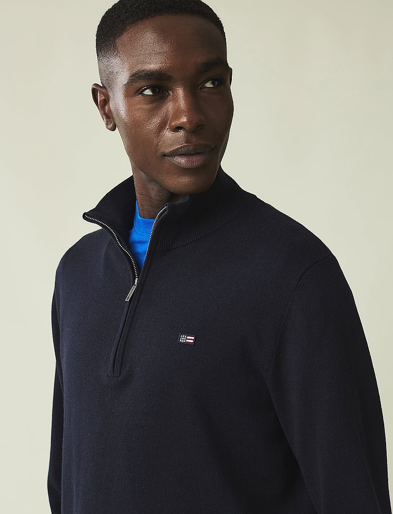 Lexington Clothing - Clay Cotton Half-Zip Sweater - half zip-tröjor - dark blue - 4