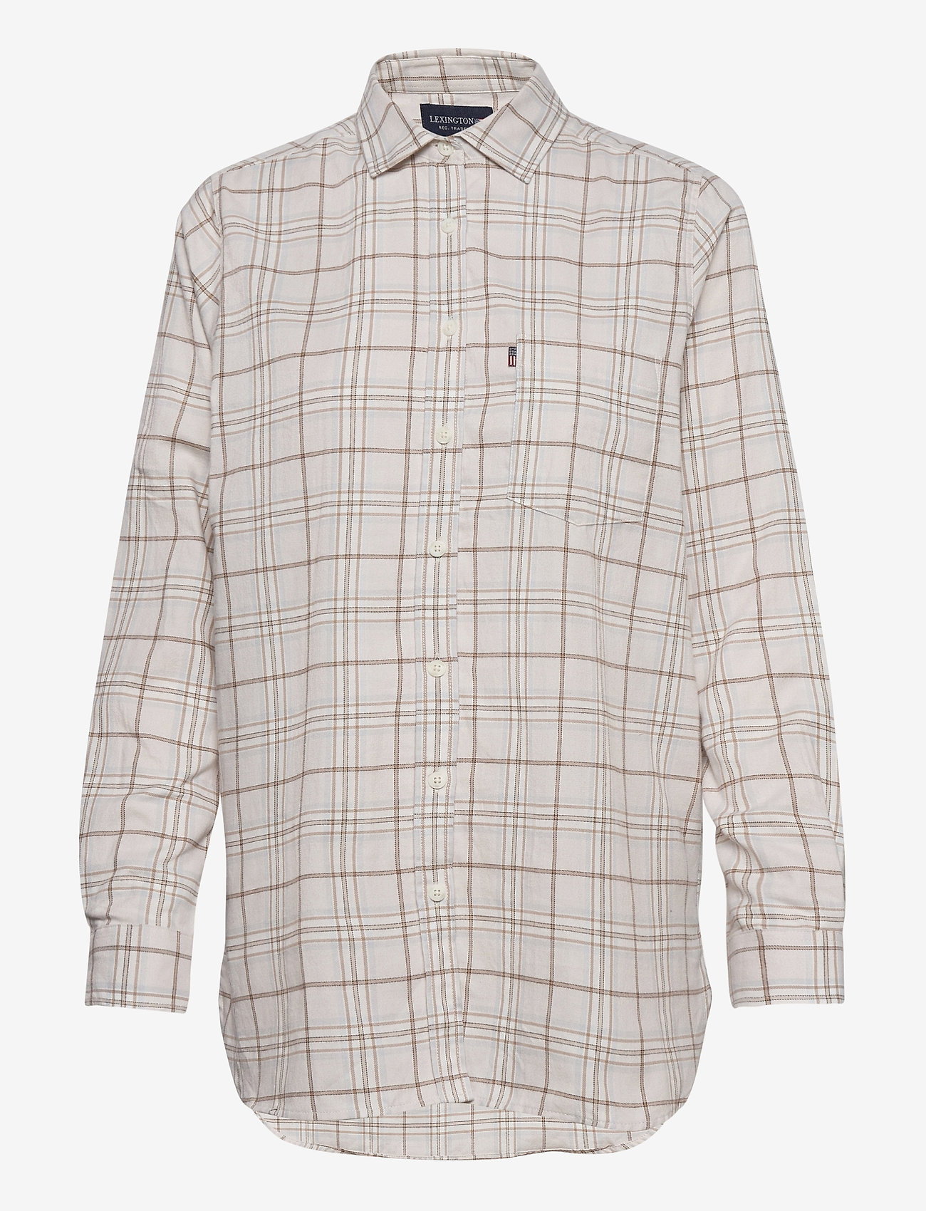 Lexington Clothing - Isa Check Organic Cotton Flannel Shirt - beige multi check - 0