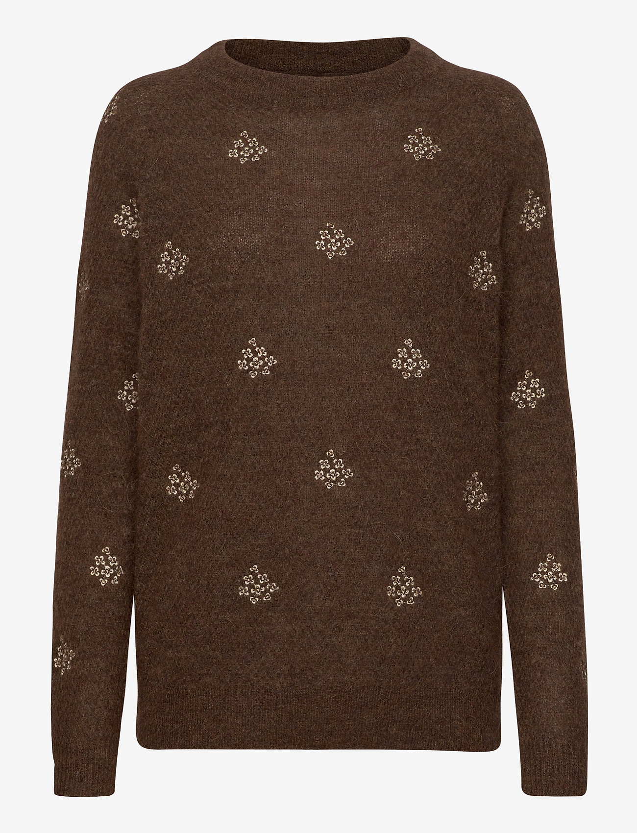Lexington Clothing - Clara Alpaca Blend Embroidery Sweater - brown melange - 0