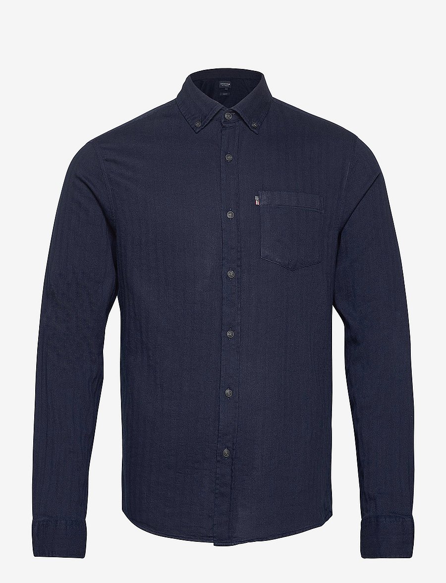 Lexington Clothing - Clive Herringbone Shirt - indigo - 0