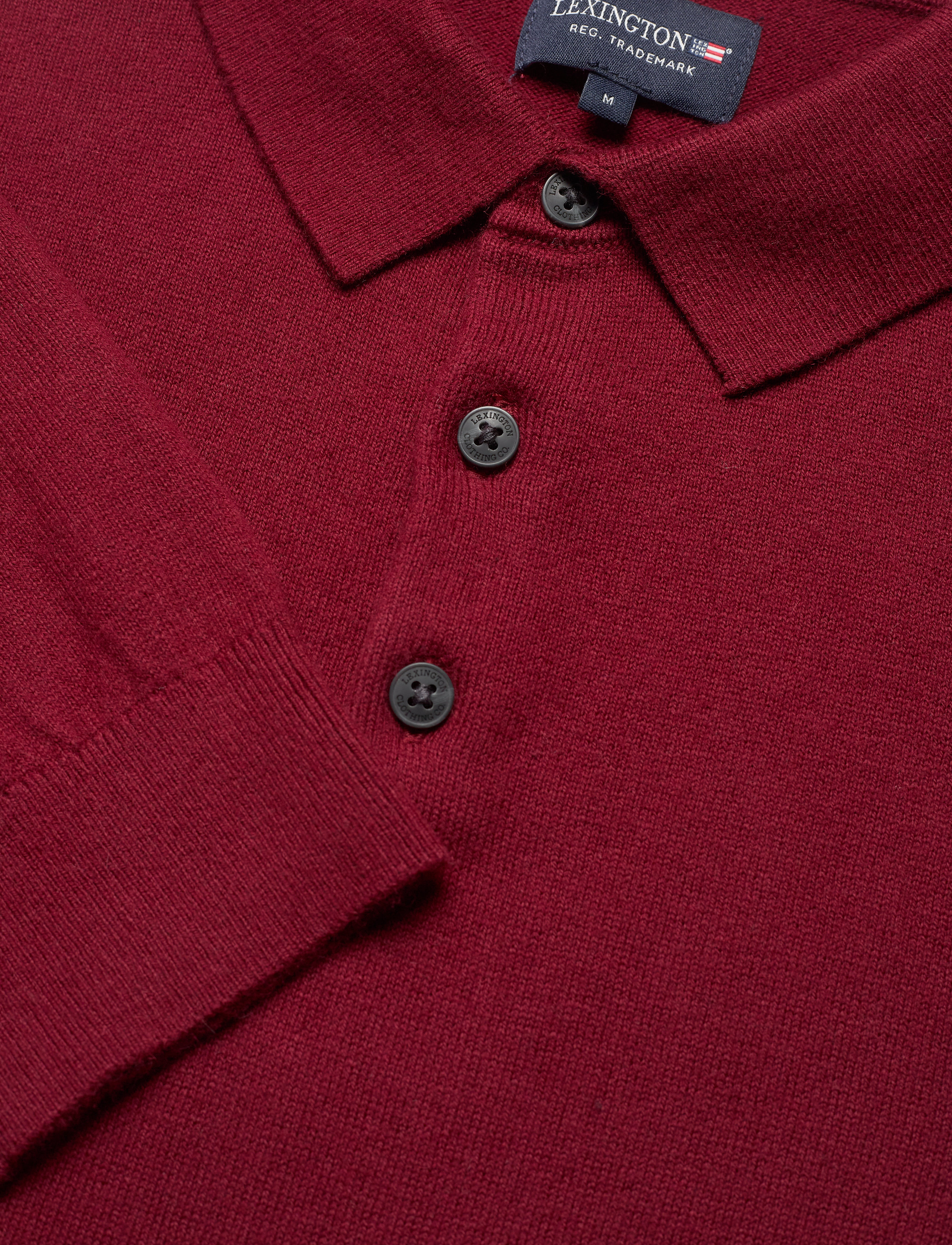 Lexington Clothing - Riley Cotton/Cashmere Blend Knitted Polo - dark red - 2