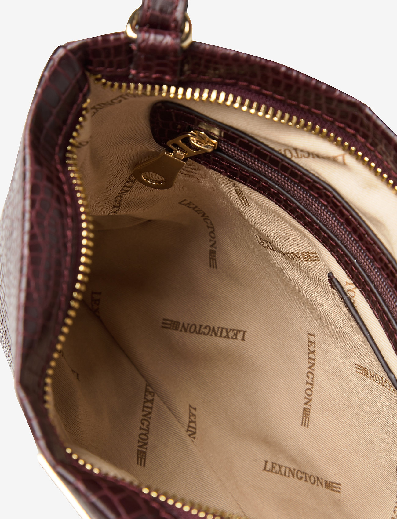 Lexington Clothing - Trudy Croco Leather Zip Bag - burgundy - 3
