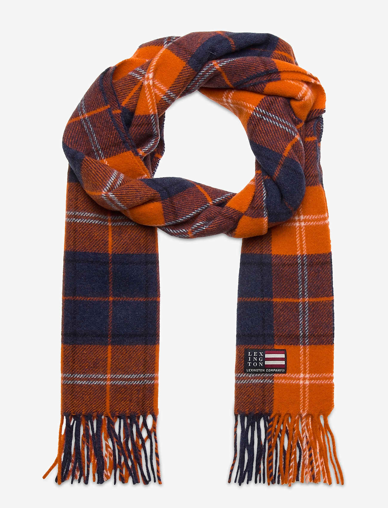 Lexington Clothing - Massachussets Recycled Wool Blend Scarf - orange multi check - 0