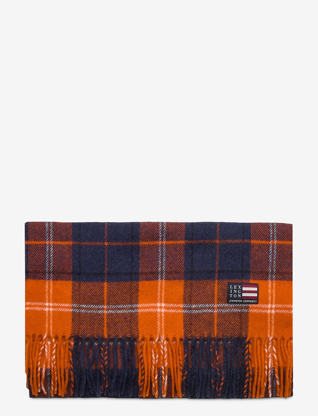 Lexington Clothing - Massachussets Recycled Wool Blend Scarf - orange multi check - 1