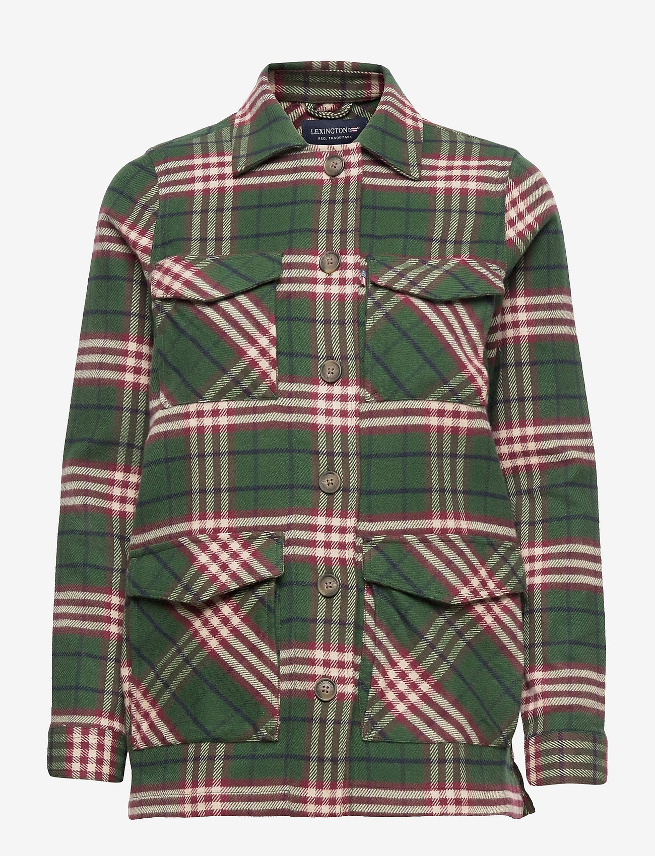 Lexington Clothing - Raven Organic Cotton Flannel Overshirt - sievietēm - green multi check - 0