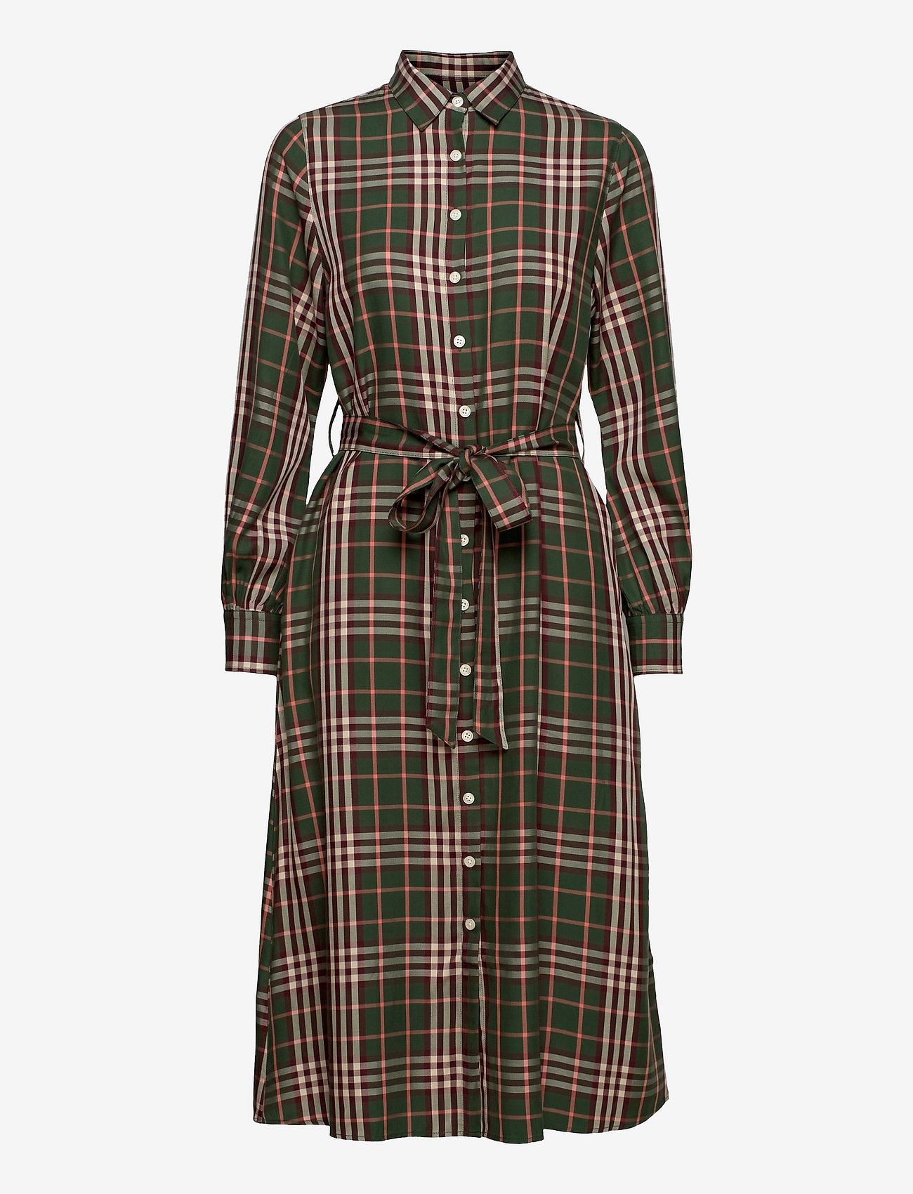 Lexington Clothing - Kaitlyn Tencel Shirt Dress - midi jurken - green multi check - 0
