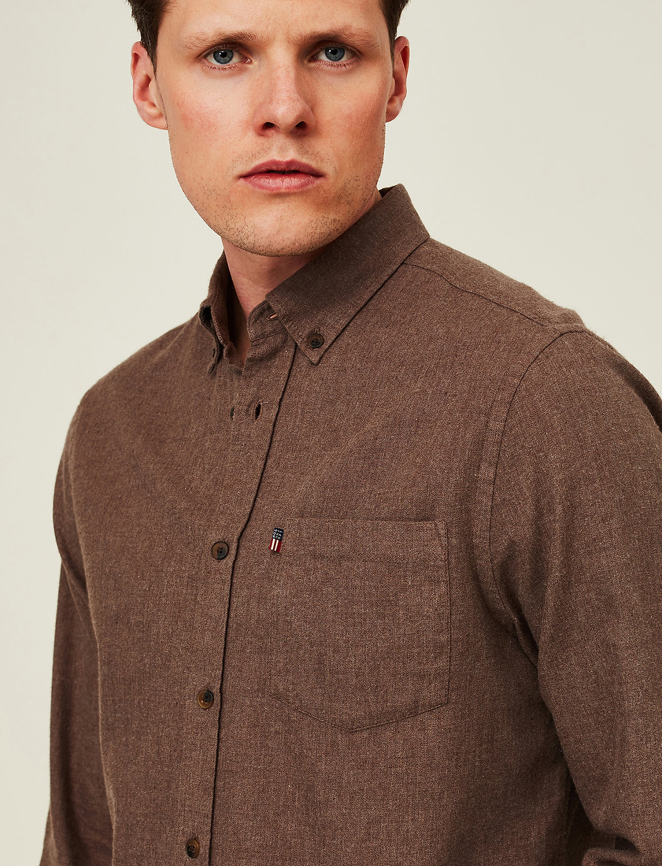 Lexington Clothing - Peter Lt Flannel Shirt - brown melange - 4