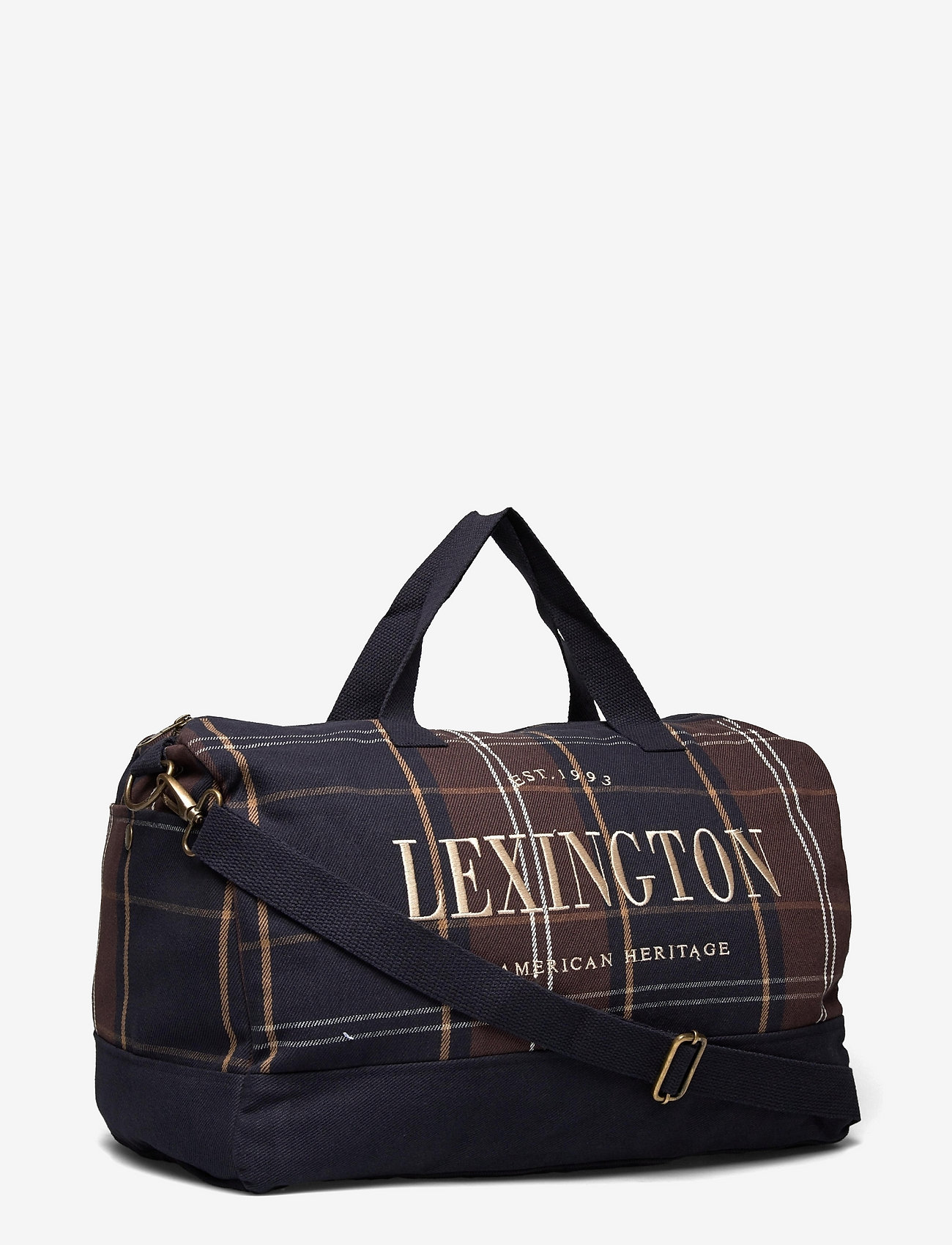 Lexington Clothing - Franklin Organic Cotton Canvas Weekend Bag - dark blue multi check - 2