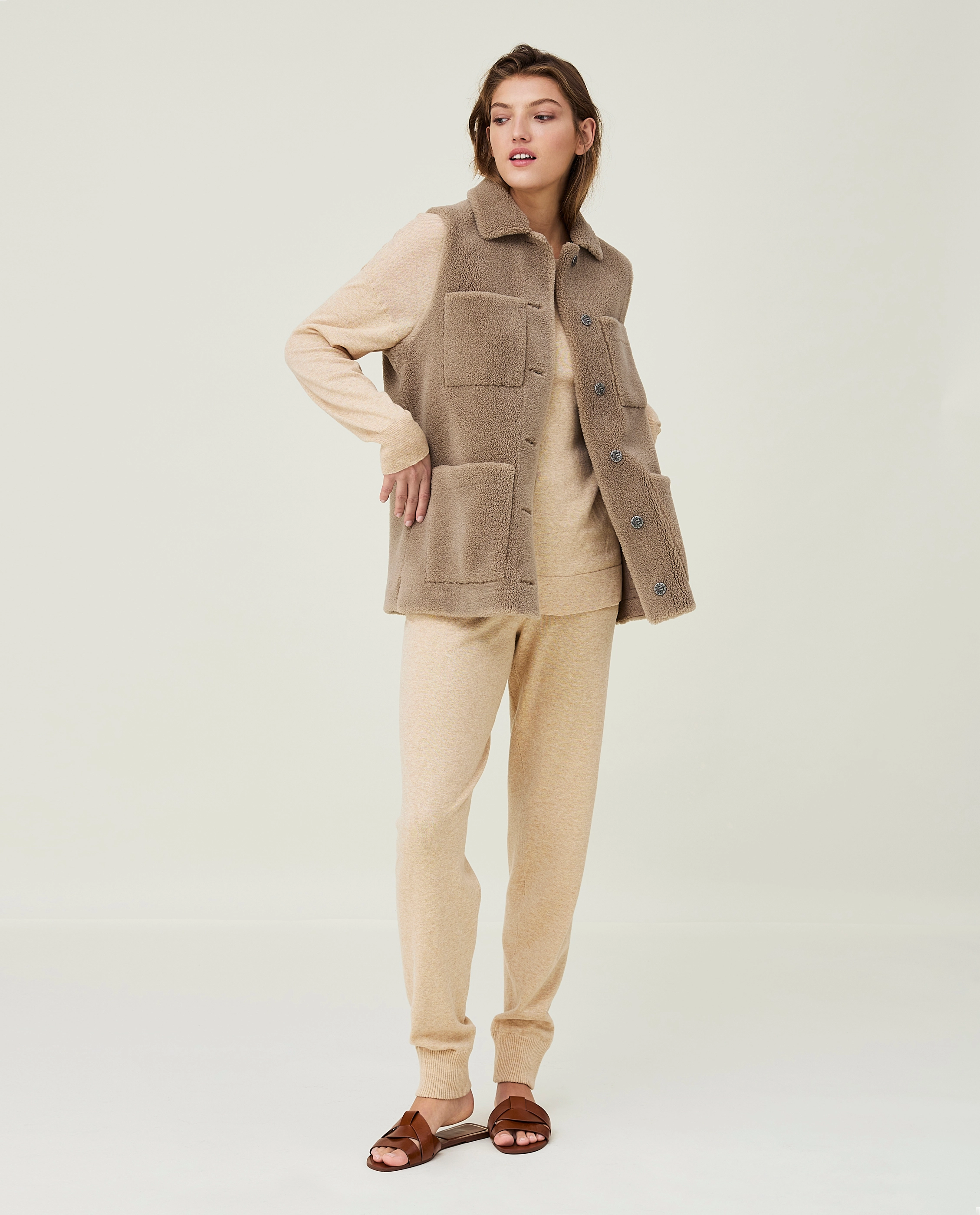 Lexington Clothing - Nadia Wool Blend Sherpa Vest - beige - 2
