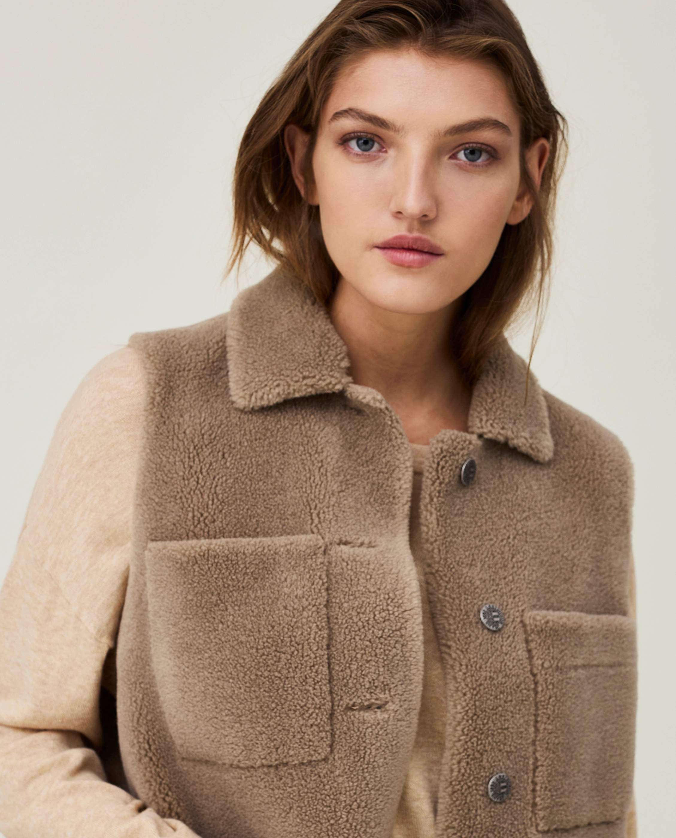 Lexington Clothing - Nadia Wool Blend Sherpa Vest - beige - 4