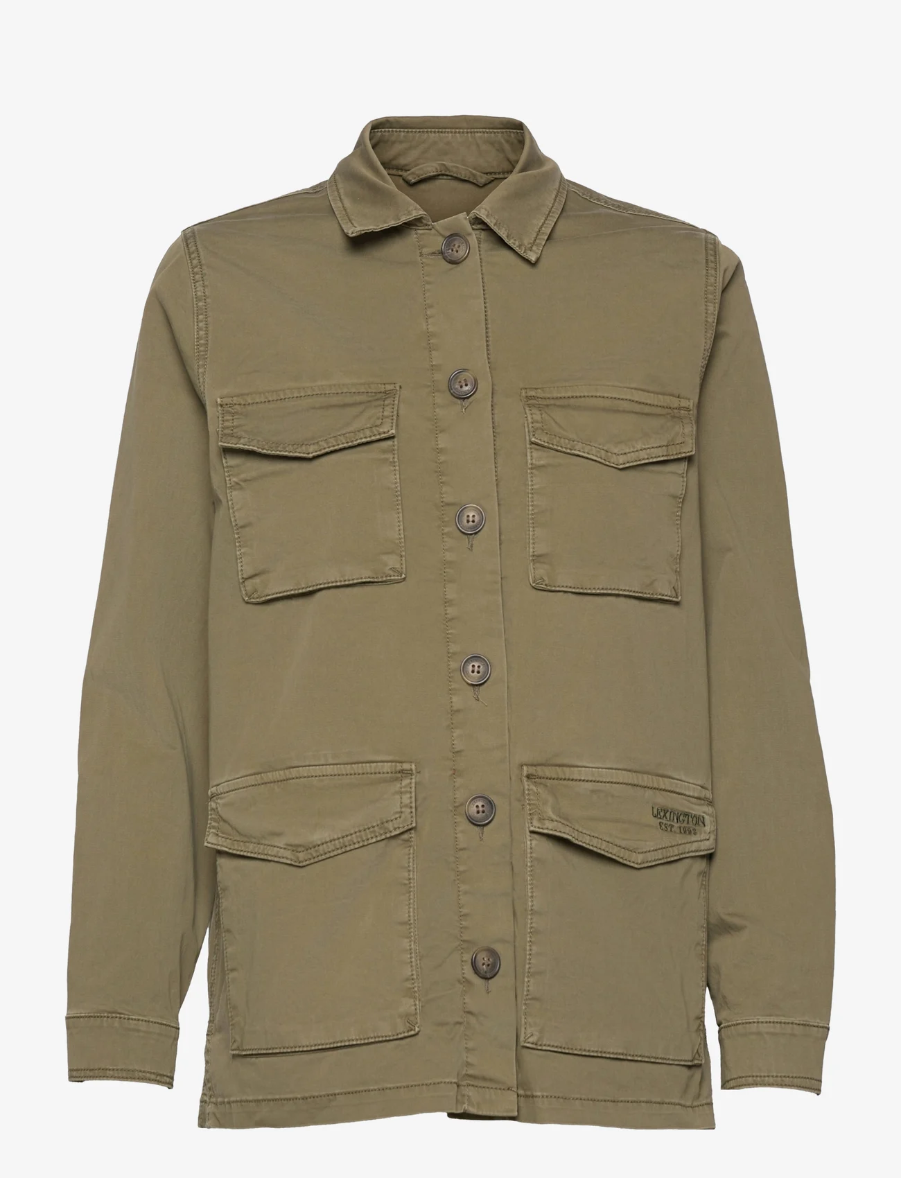 Lexington Clothing - Raven Cotton Canvas Overshirt - sievietēm - dark green - 0