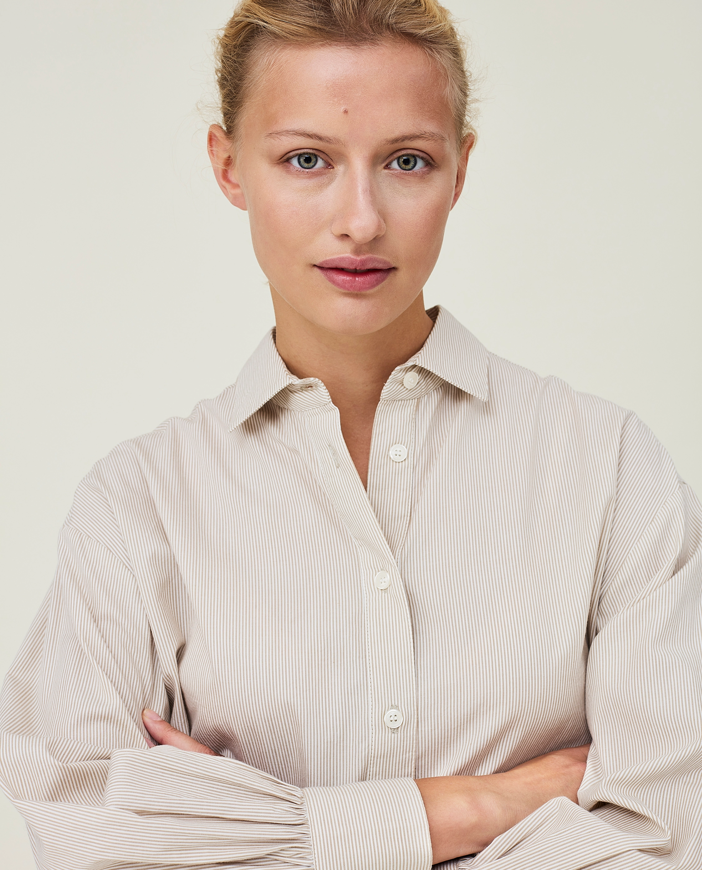 Lexington Clothing - Daphne Organic Cotton Shirt - langærmede skjorter - beige/white stripe - 4