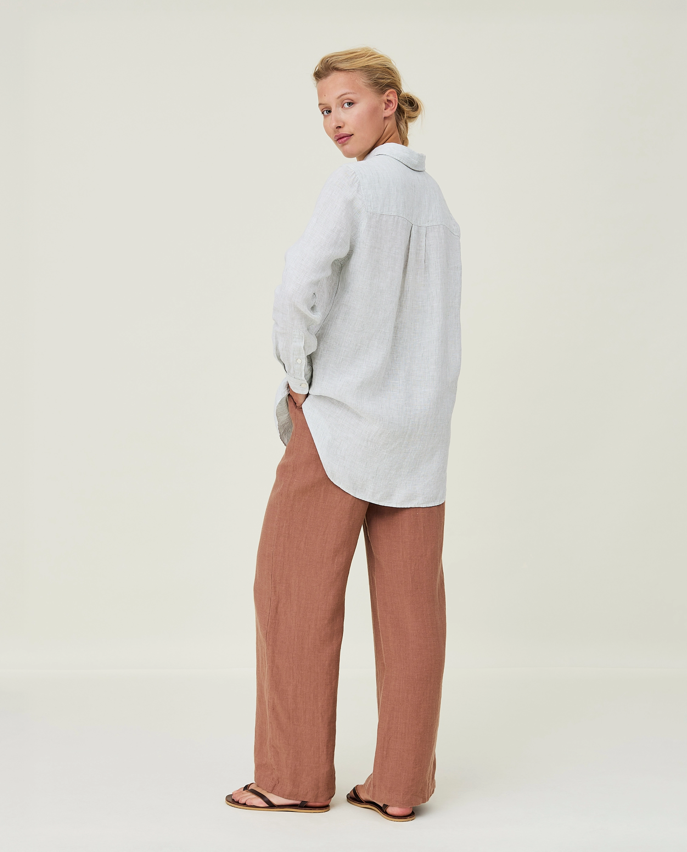 Lexington Clothing - Isa Linen Shirt - green/white stripe - 3