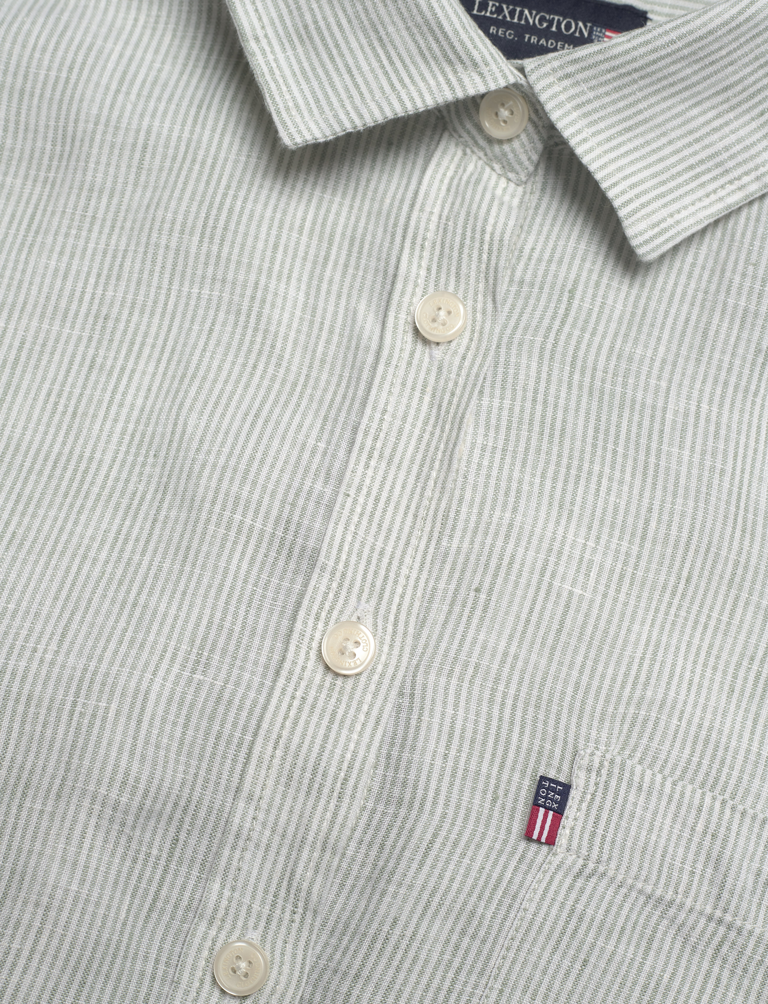 Lexington Clothing - Isa Linen Shirt - green/white stripe - 5