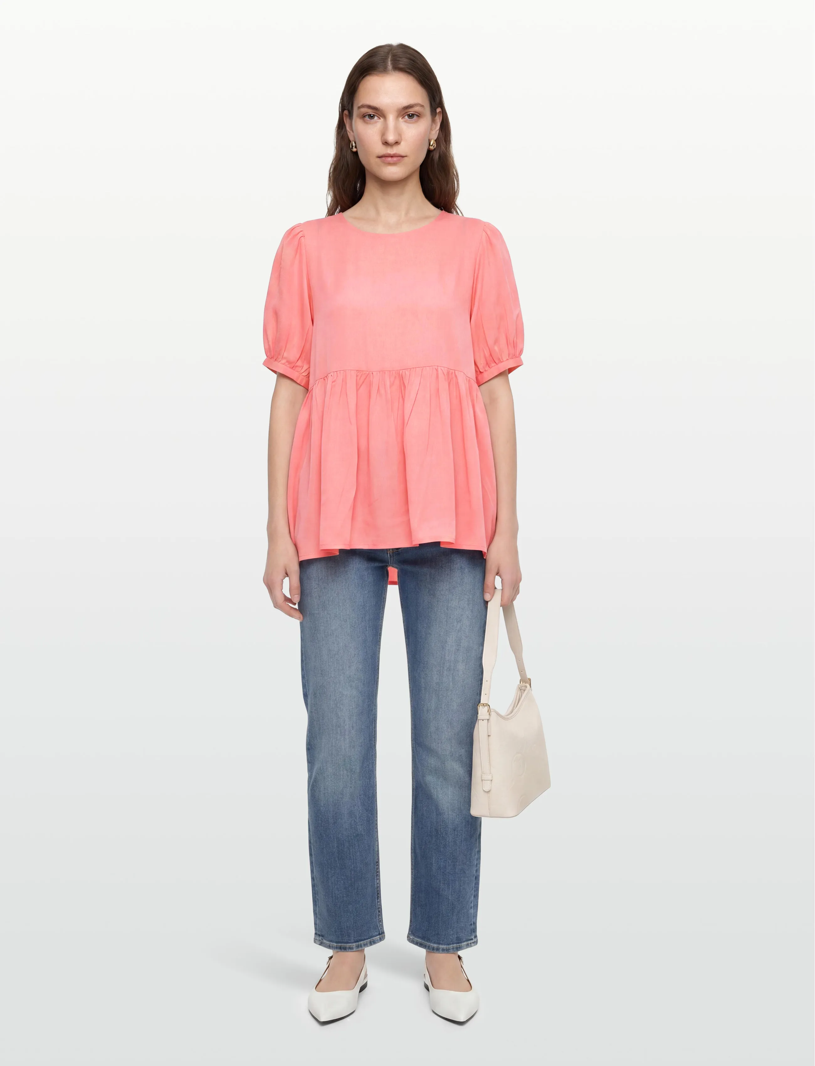 Lexington Clothing - Nova Lyocell Flounce Top - kortærmede bluser - pink - 0