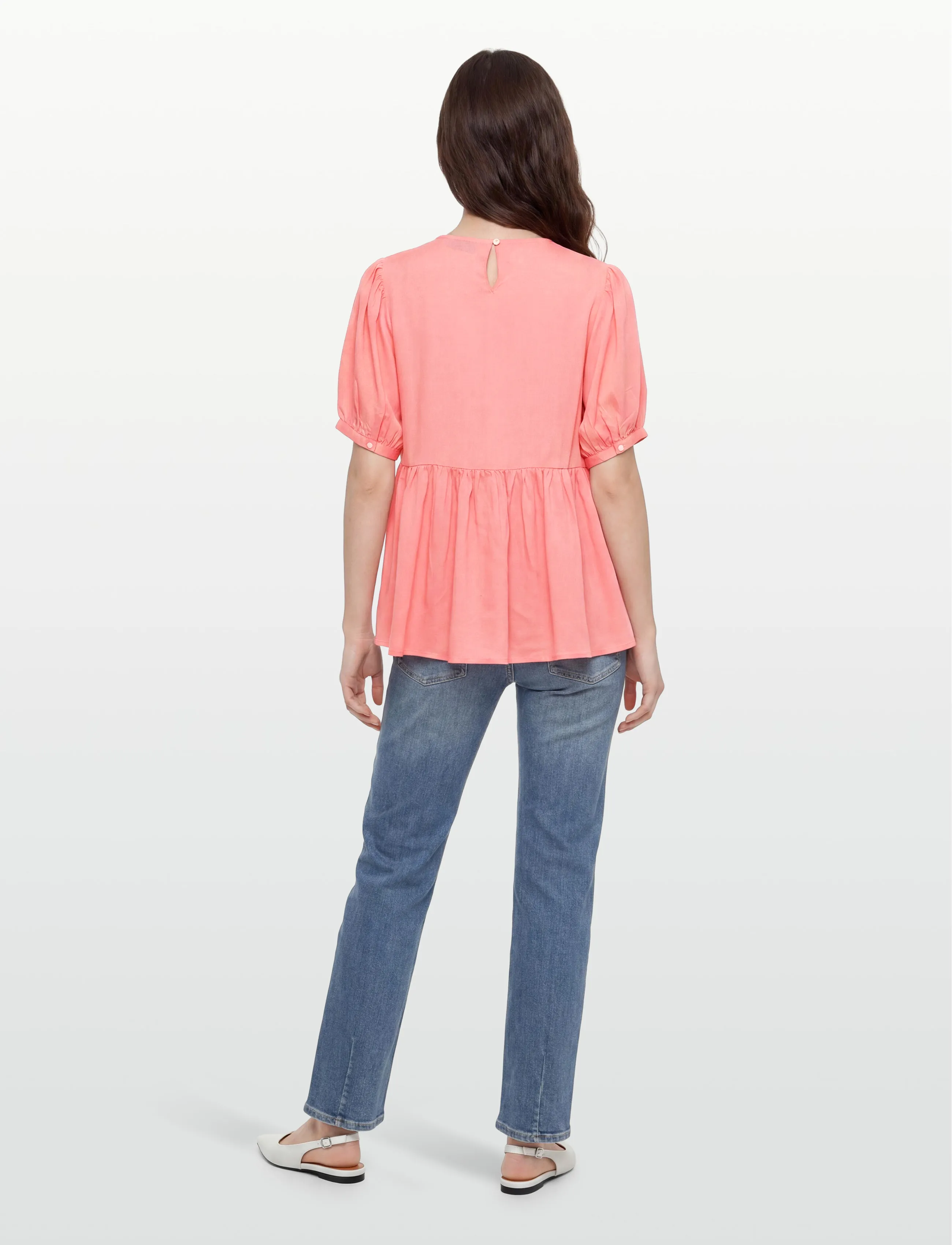 Lexington Clothing - Nova Lyocell Flounce Top - kortærmede bluser - pink - 4