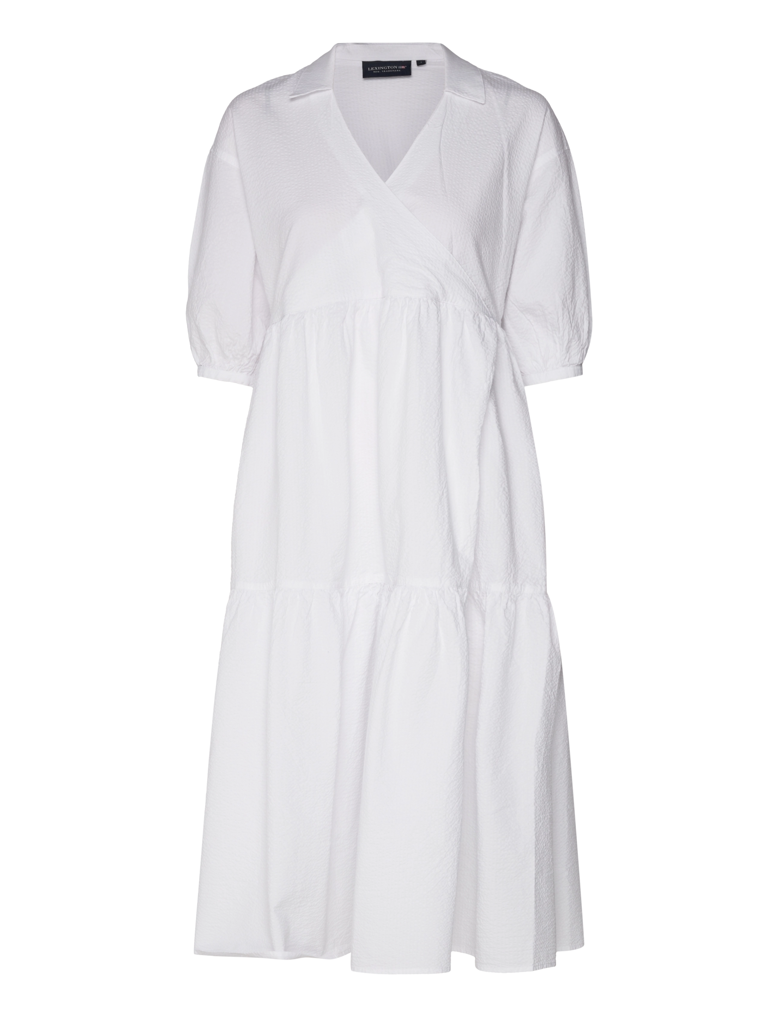 Lexington Clothing Adina Organic Cotton Seersucker Dress - Riided - WHITE / white