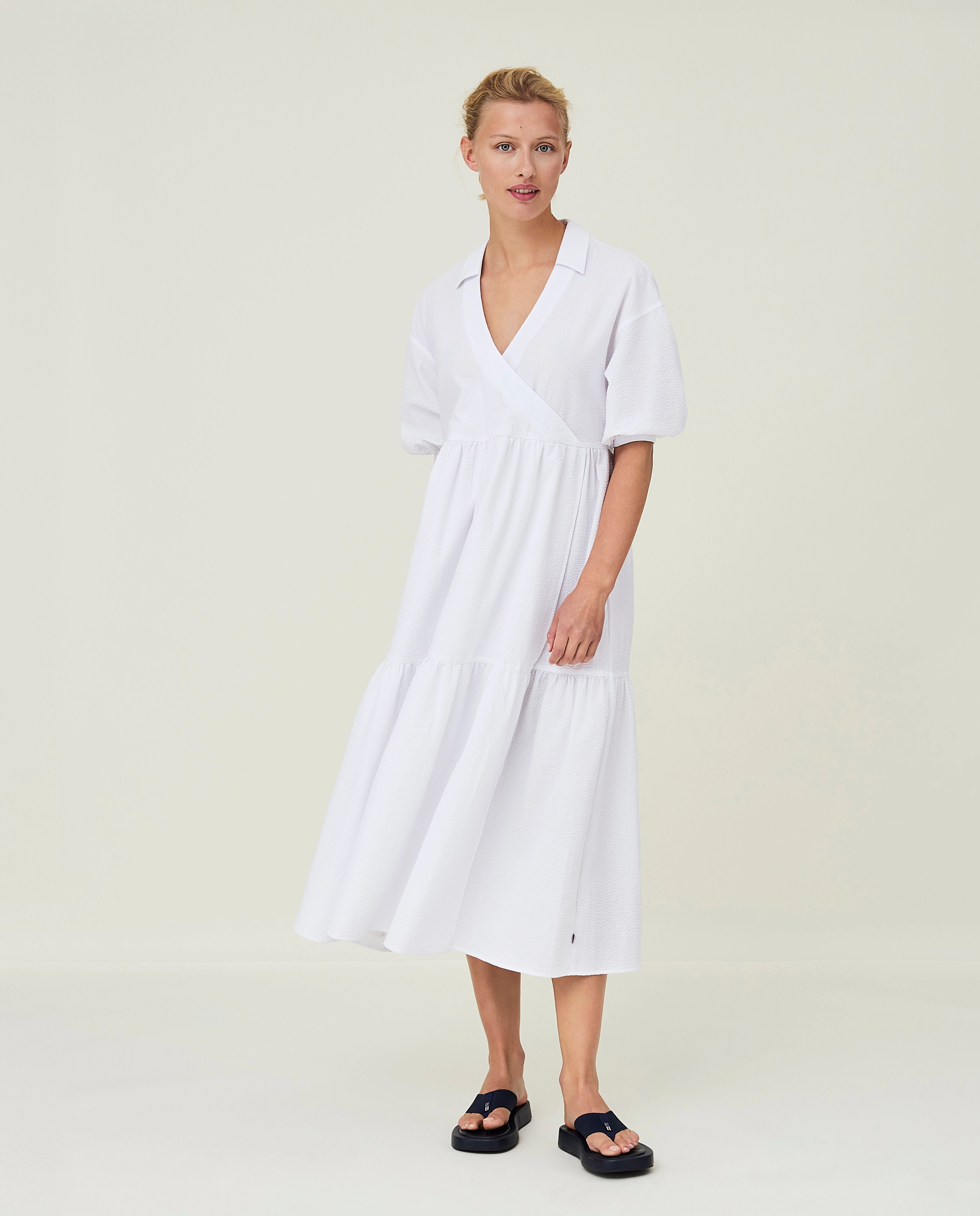 Lexington Clothing Adina Organic Cotton Seersucker Dress - Skjortklänningar - WHITE / white