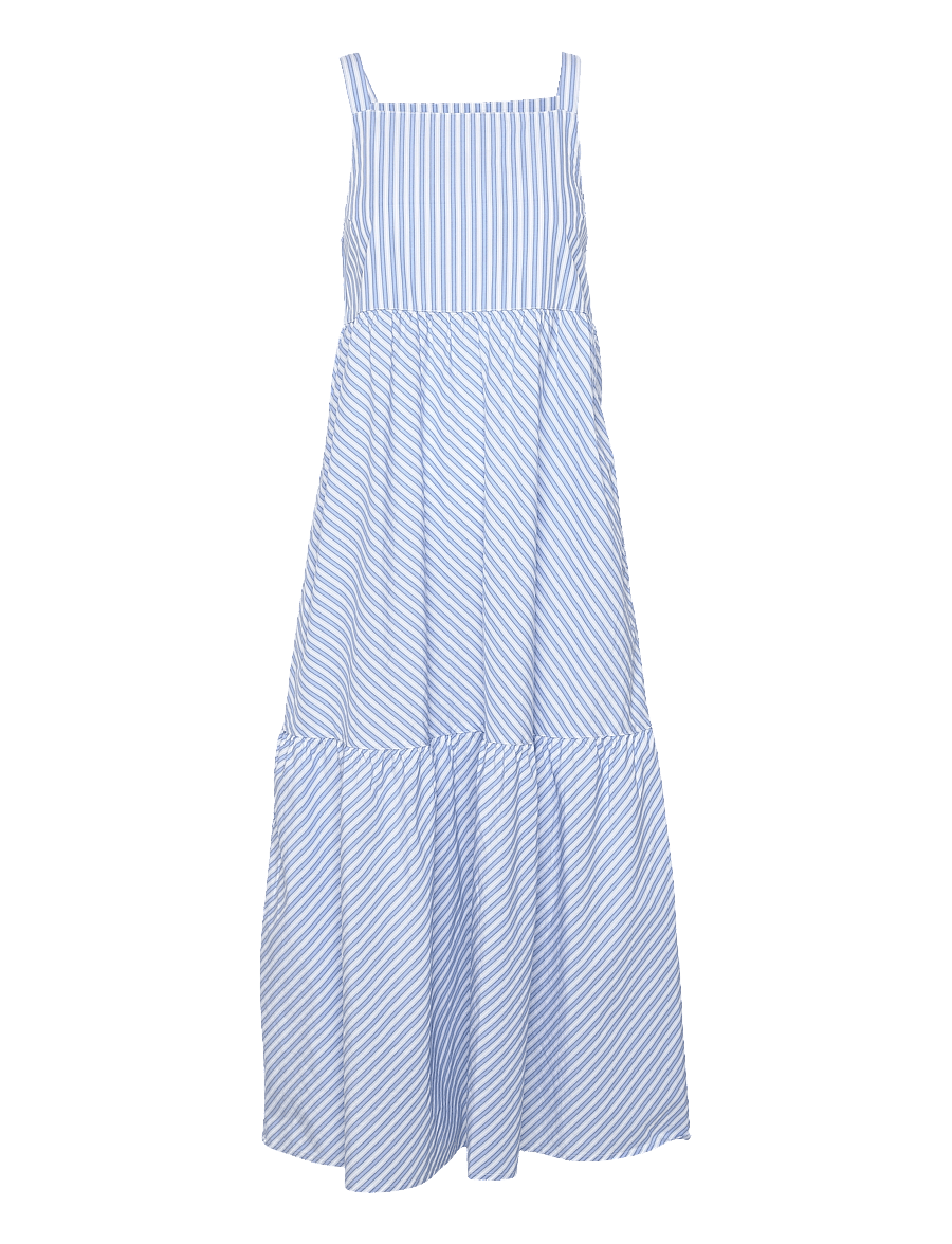 Lexington Clothing - Leila Organic Cotton Poplin Maxi Dress - blue multi stripe - 0