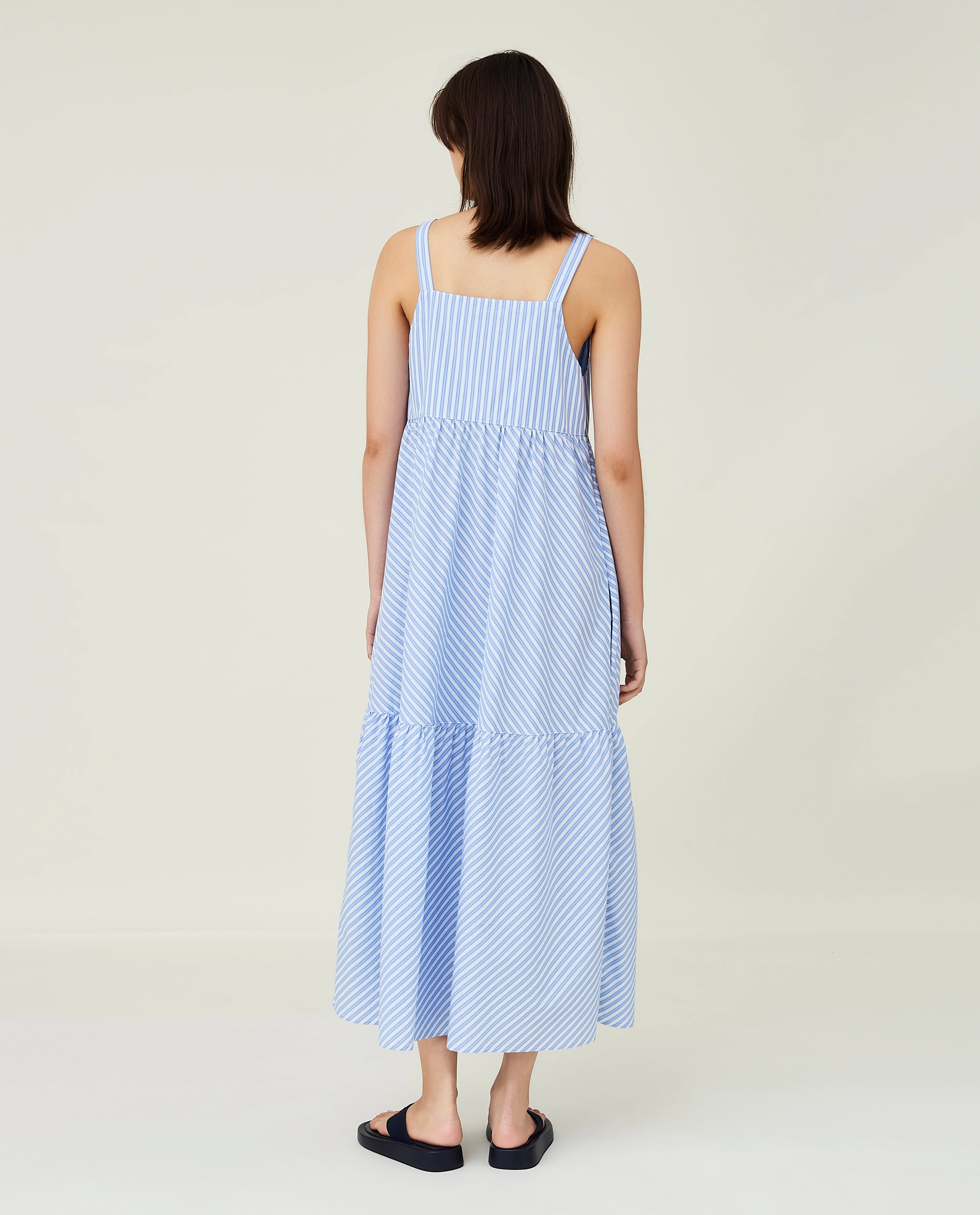 Lexington Clothing - Leila Organic Cotton Poplin Maxi Dress - blue multi stripe - 3