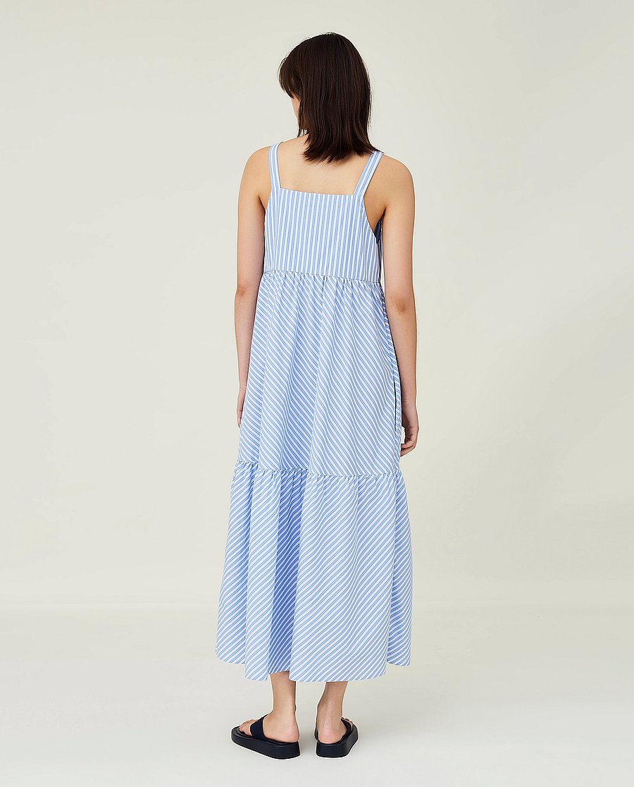 Lexington Clothing - Leila Organic Cotton Poplin Maxi Dress - blue multi stripe - 3