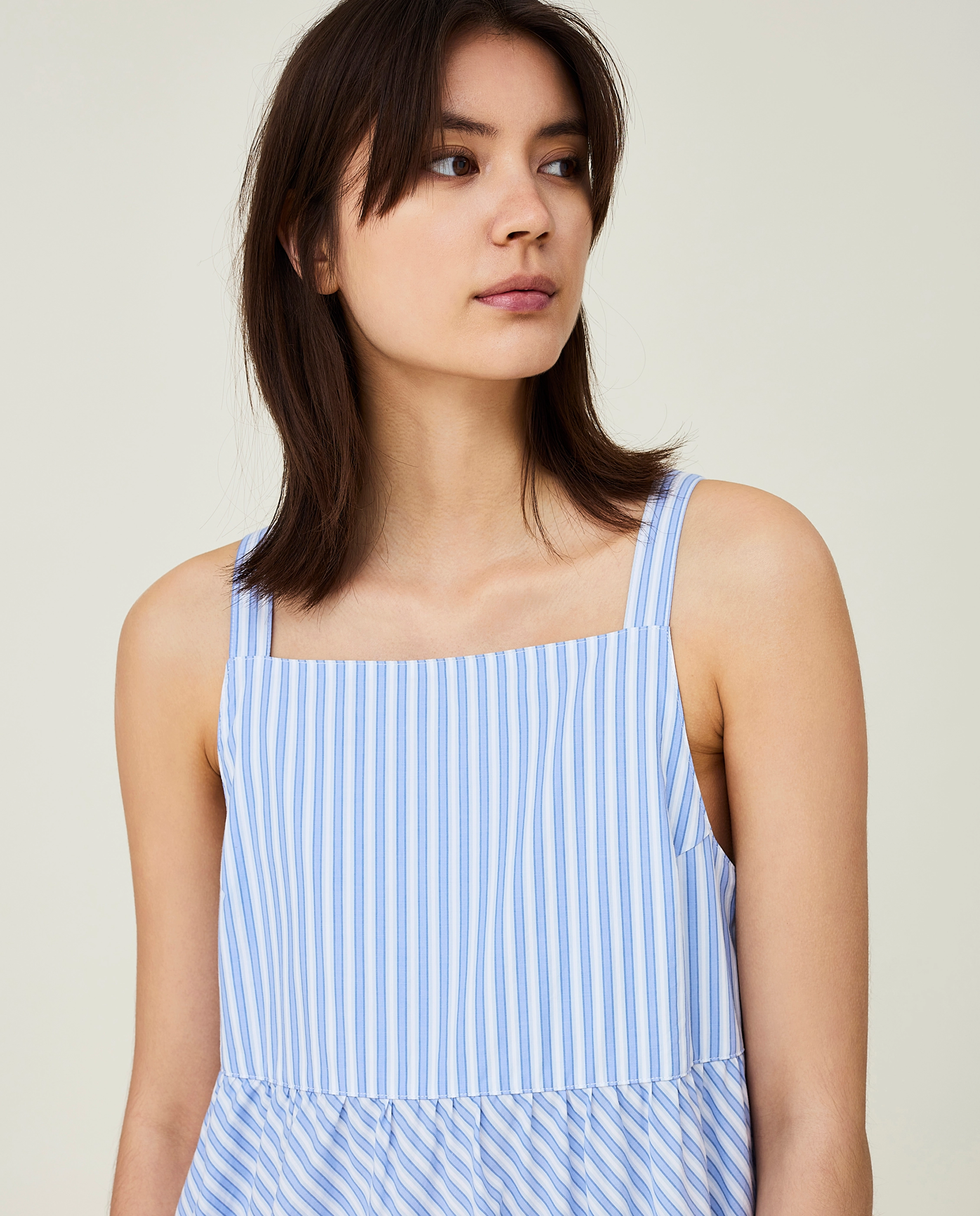 Lexington Clothing - Leila Organic Cotton Poplin Maxi Dress - blue multi stripe - 4