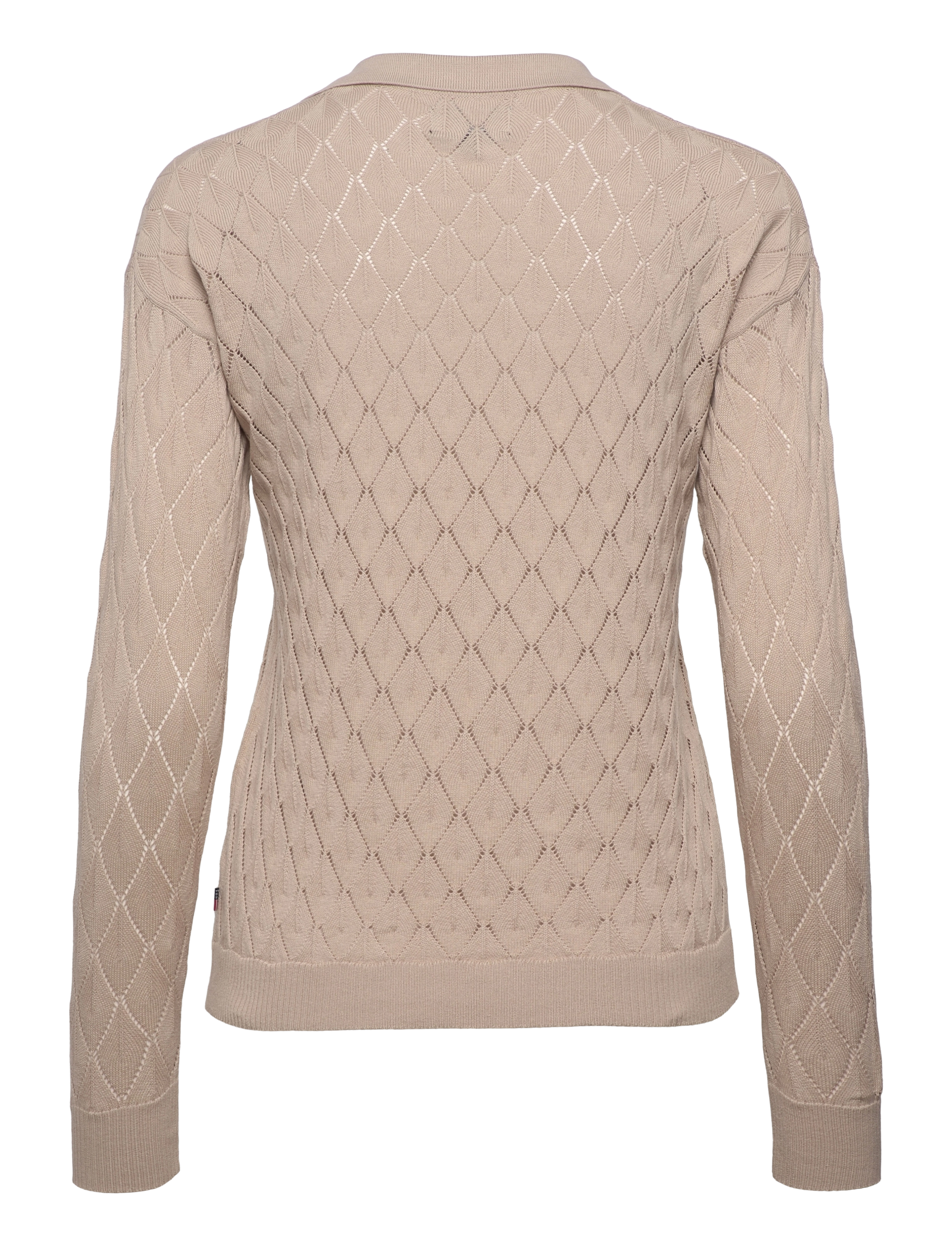 Lexington Clothing - Corinne Organic Cotton Pintelle Knitted Polo Shirt - beige - 1